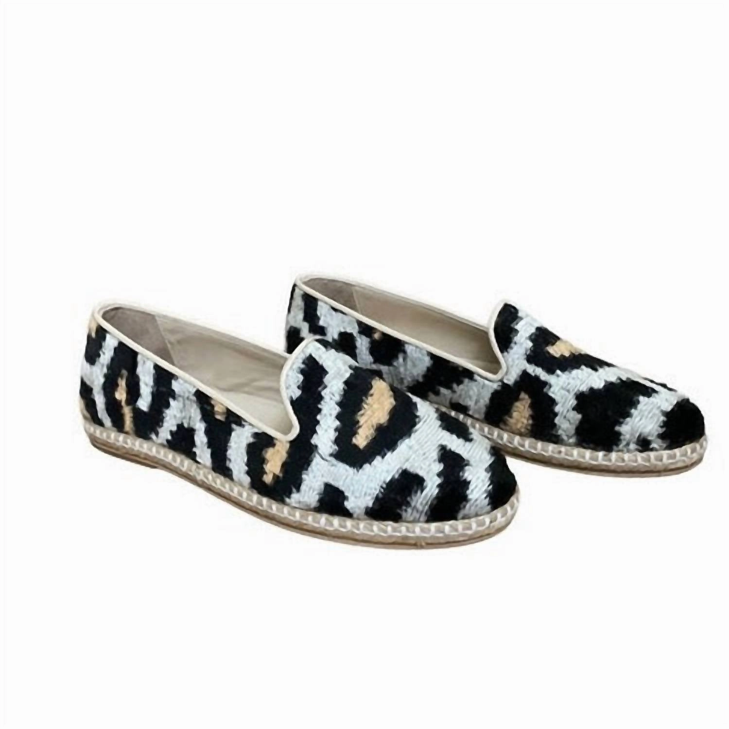 Breathable Material Edgy Flex Women's Silk Espadrille Shoes In Black/white