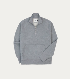 Cozy Street Zip Closure Grey Cotton Quarter Zip Sweatshirt