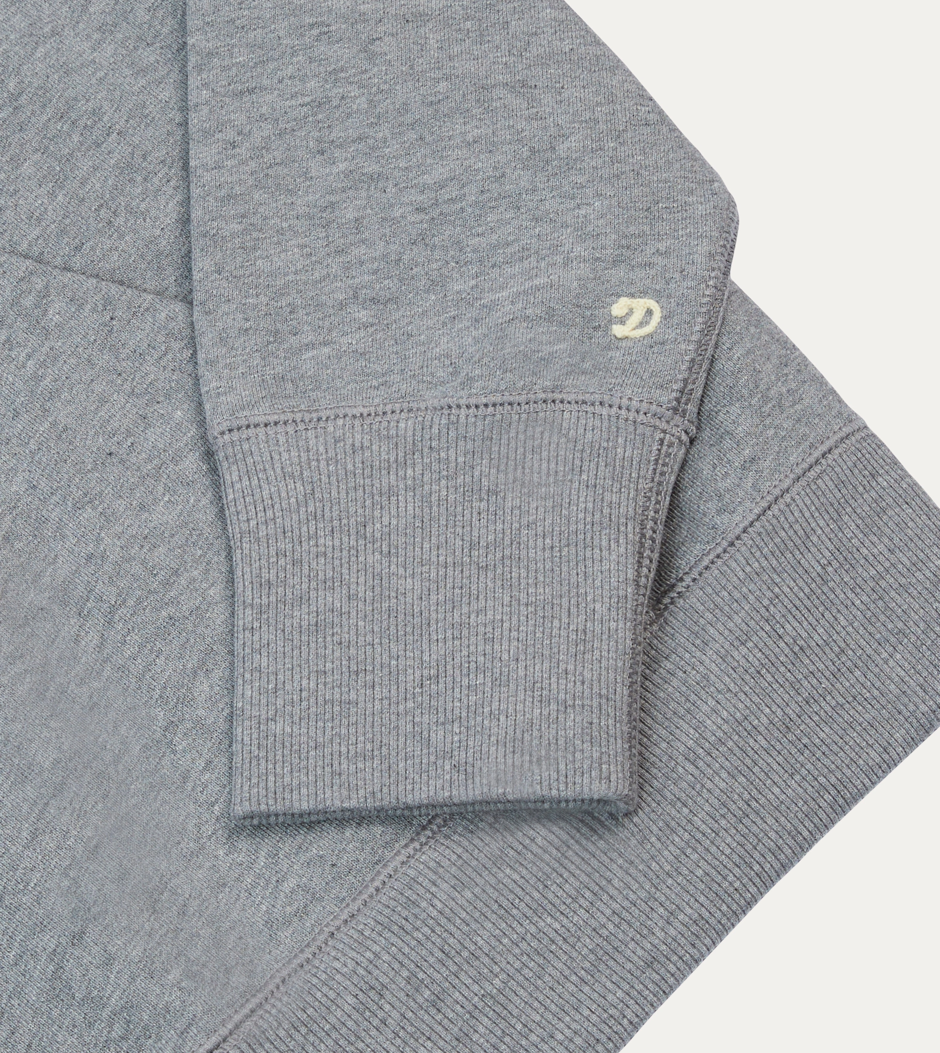 Patchwork Grey Cotton Quarter Zip Sweatshirt