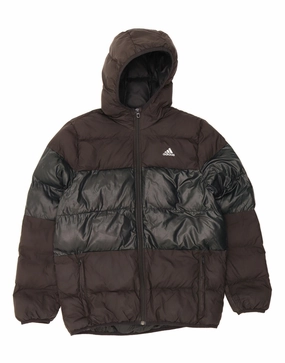 back - to - school Booking ADIDAS Boys Hooded Padded Jacket 13-14 Years Black Colourblock Polyester