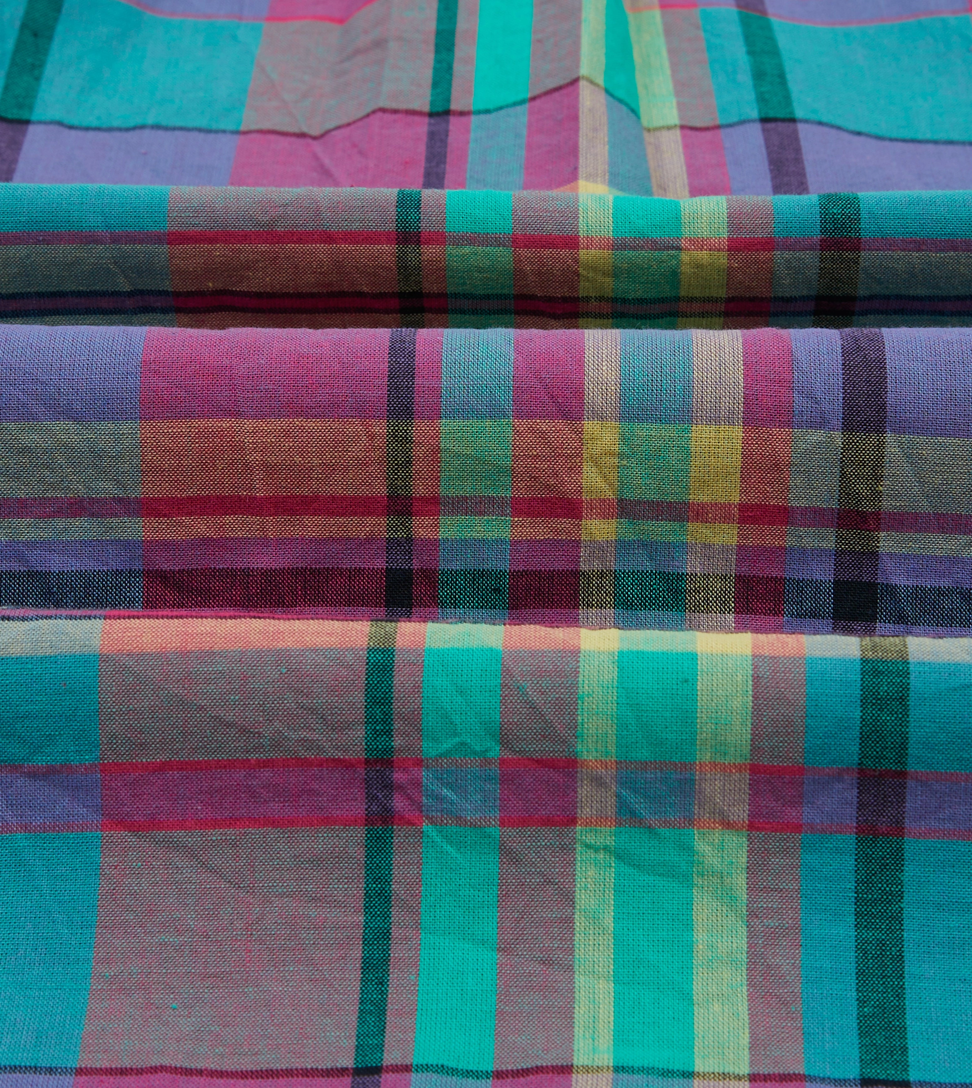 Pink and Blue Madras Check Cotton Button-Down Popover Shirt Wrinkle-Resistant Minimalist Closure