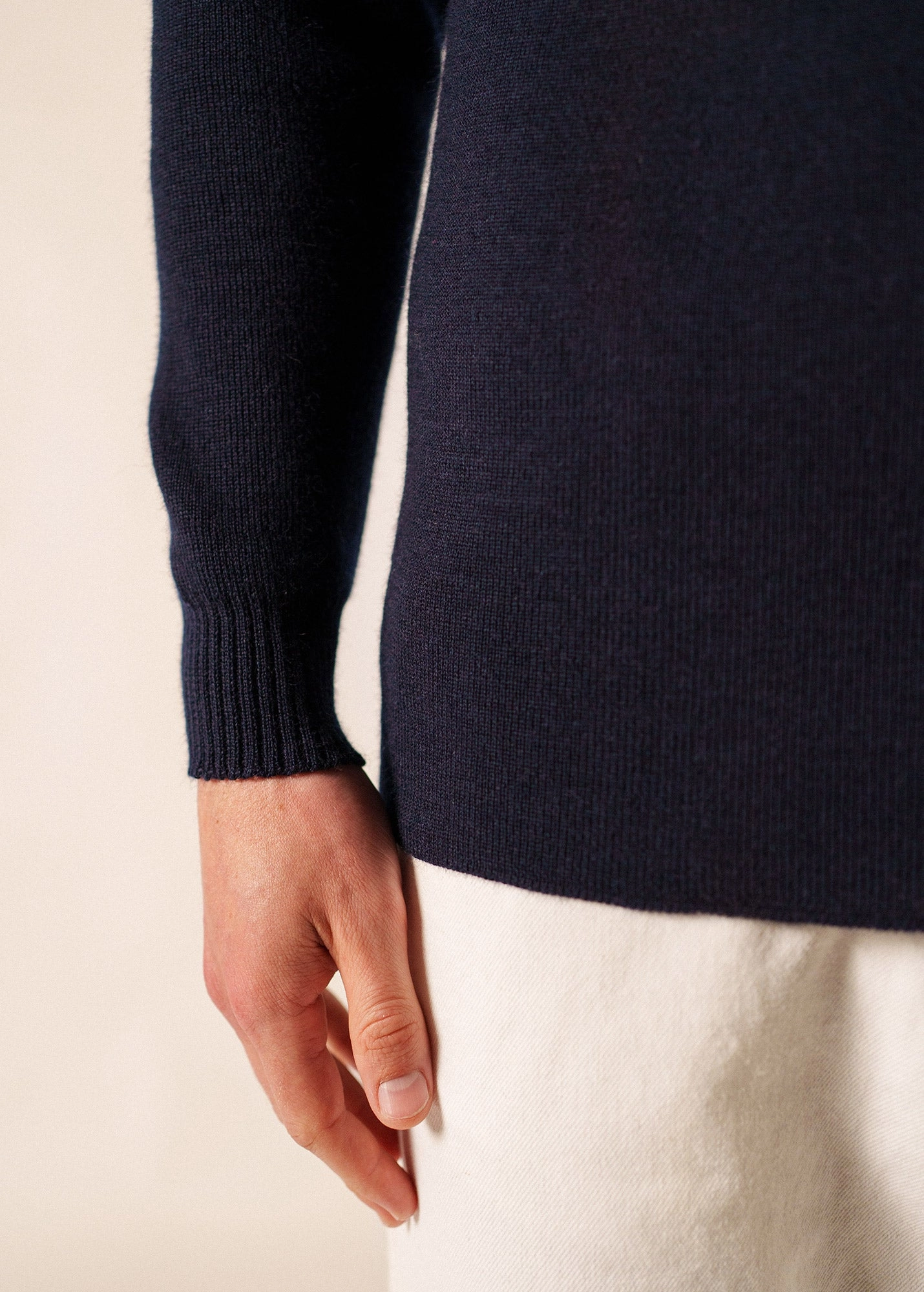 Low Maintenance Fabric Durable Fabric ROULE - Turtleneck Breton Sweater for Men | Slim Fit | 100% Wool  (NAVY)