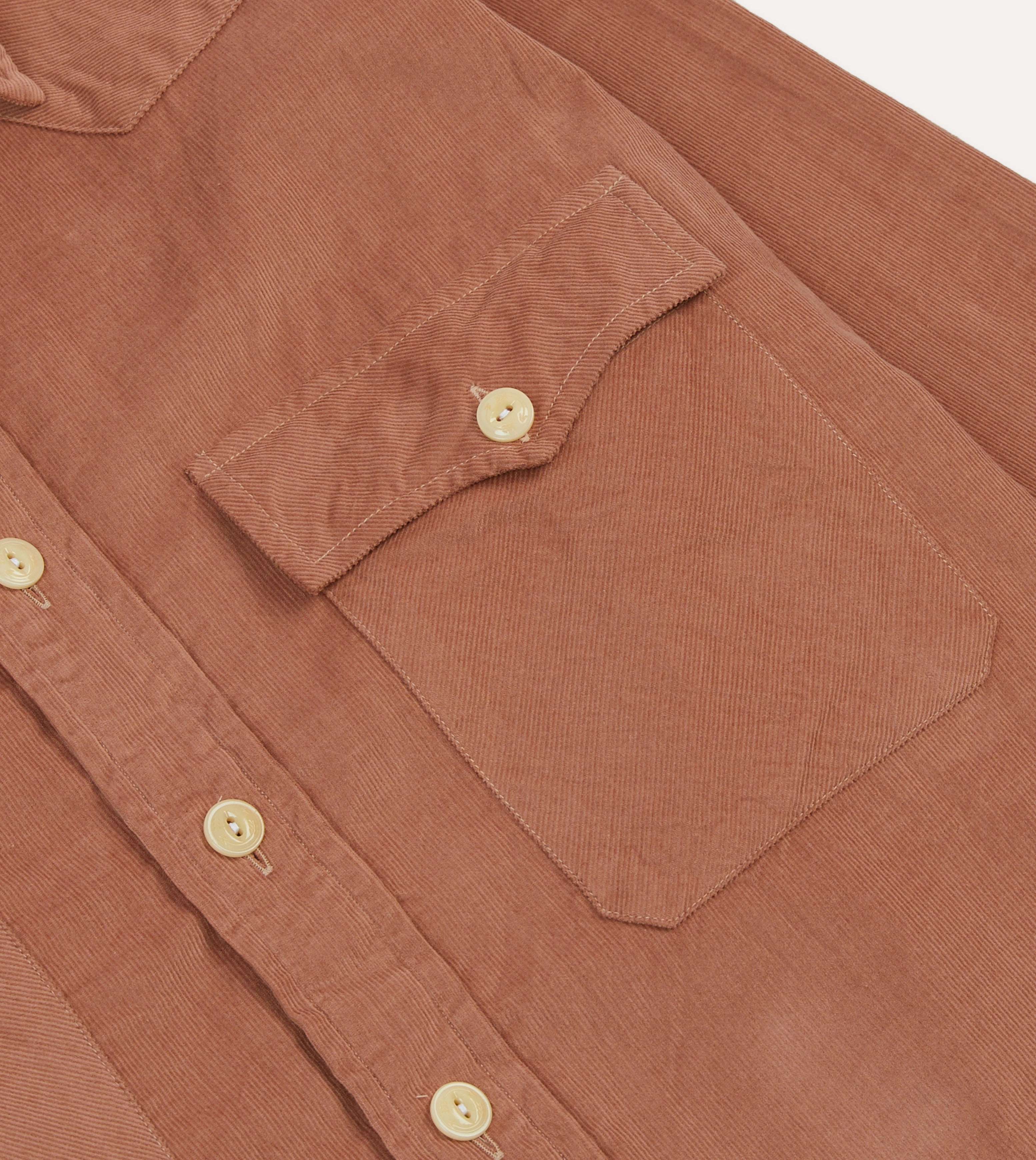 Washed Red Corduroy Two-Pocket Western Shirt Low Maintenance Smooth Zipper Design