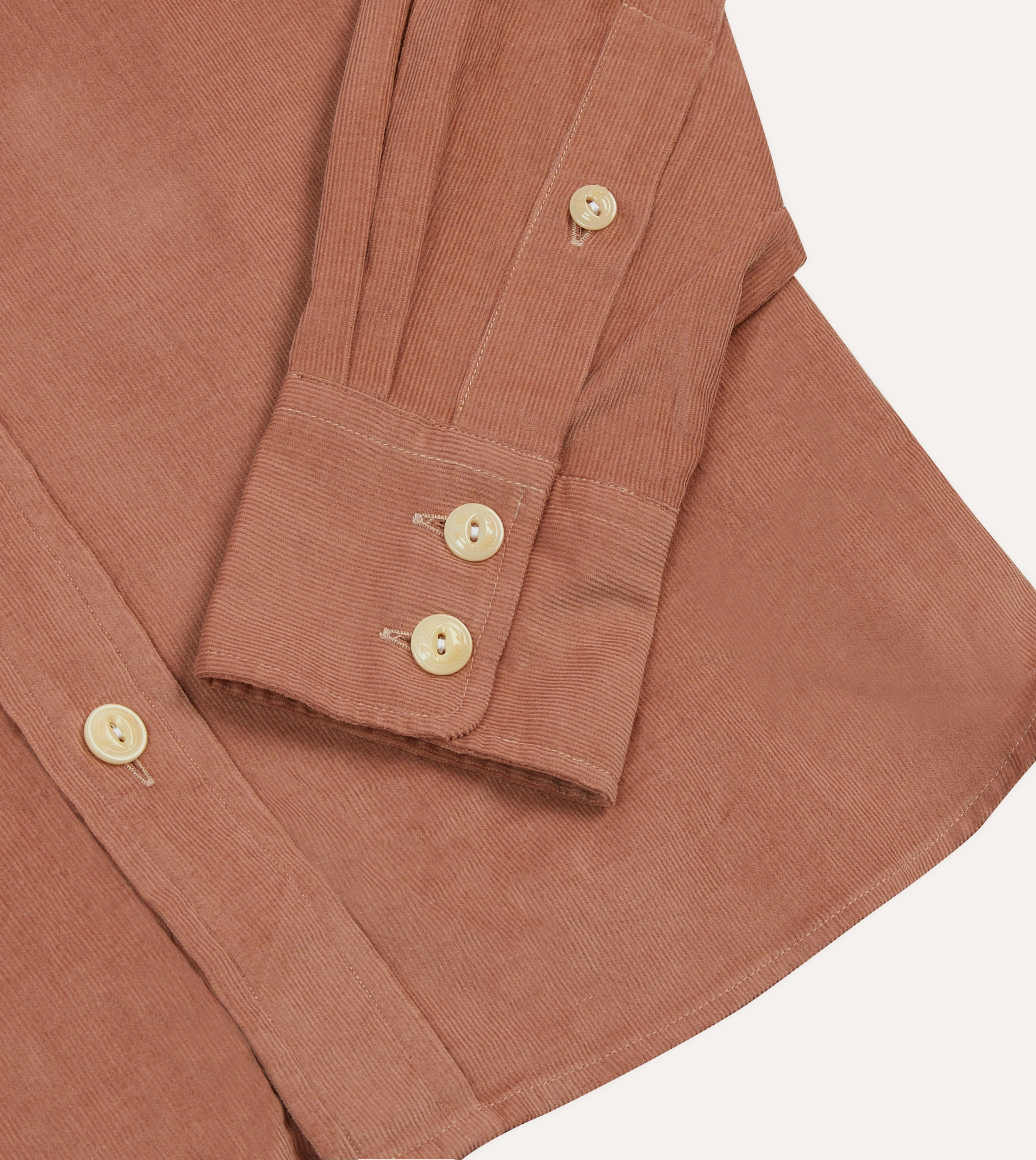 Roomy Cut Floral Motif Washed Red Corduroy Two-Pocket Western Shirt