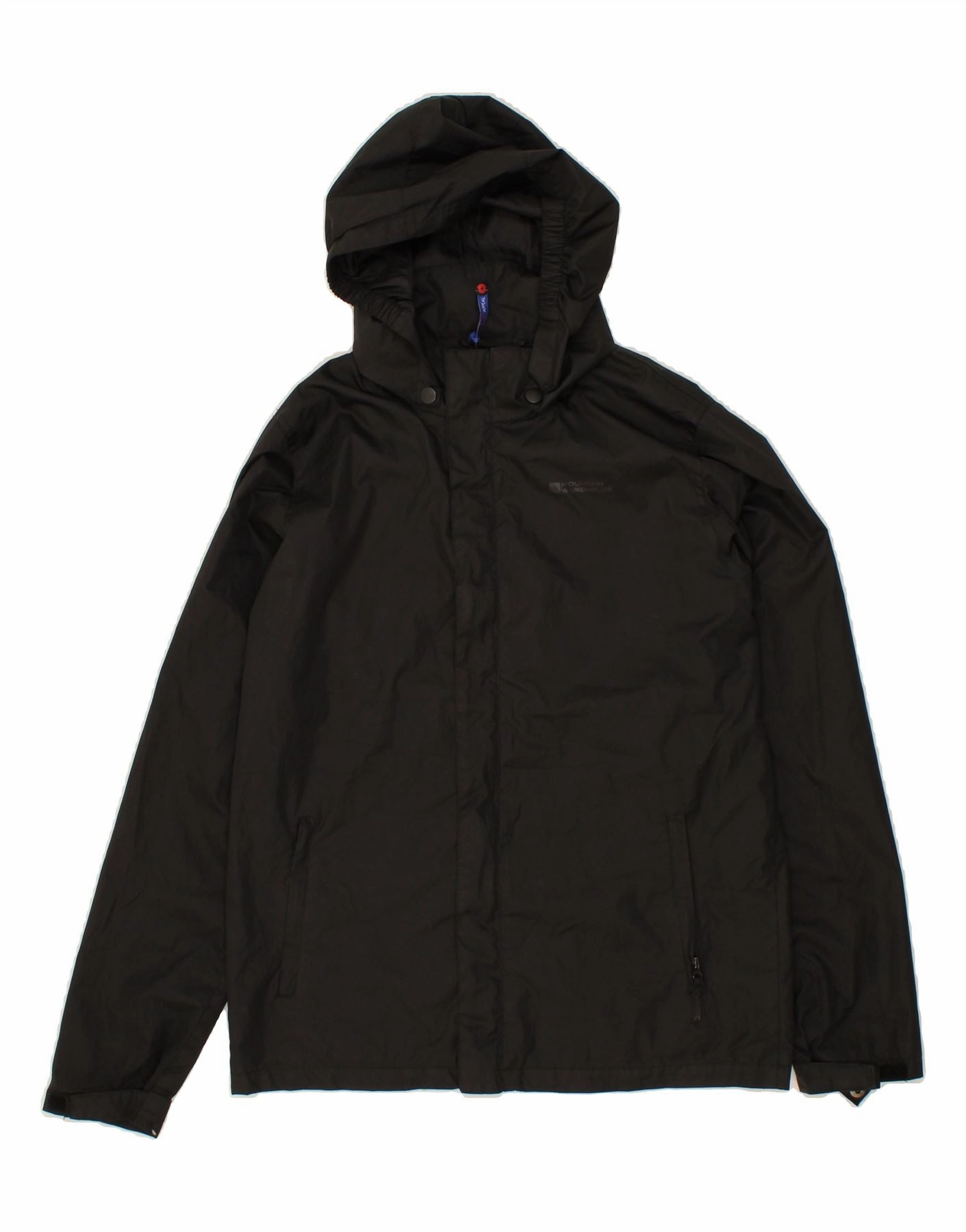 MOUNTAIN WAREHOUSE Boys Hooded Rain Jacket 12-13 Years Black Polyester Cozy Touch