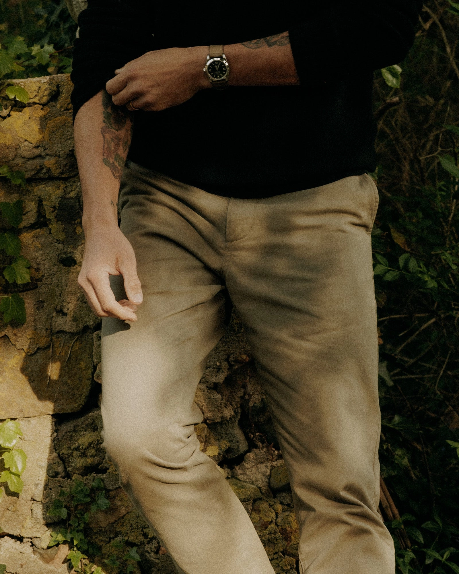 Non Slip Waist Grip Essential Waist The Democratic Foundation Pant in Organic Smoked Olive
