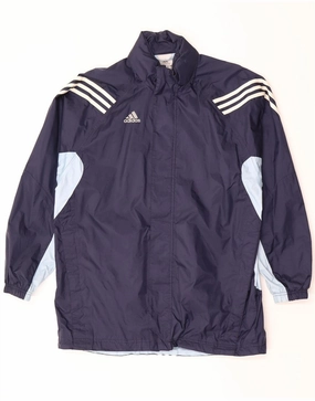 Graphic Sophisticated ADIDAS Boys Hooded Raincoat 15-16 Years XL Navy Blue Colourblock Nylon
