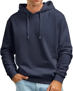Solid Hoodies for Men Oversized Trendy Long Sleeve Drawstring Hooded Sweatshirts Casual Pullover Tops with Pockets