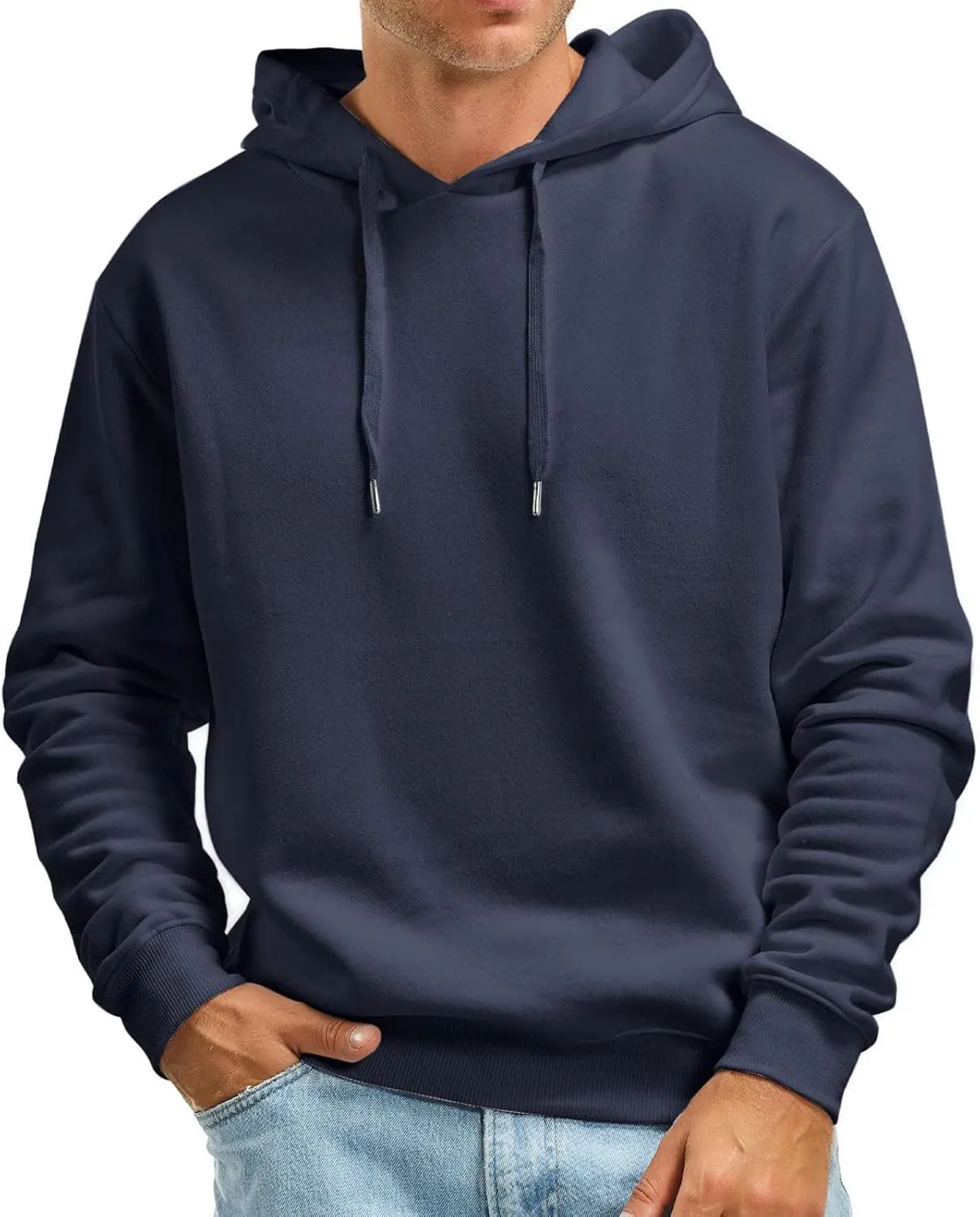 Solid Hoodies for Men Oversized Trendy Long Sleeve Drawstring Hooded Sweatshirts Casual Pullover Tops with Pockets