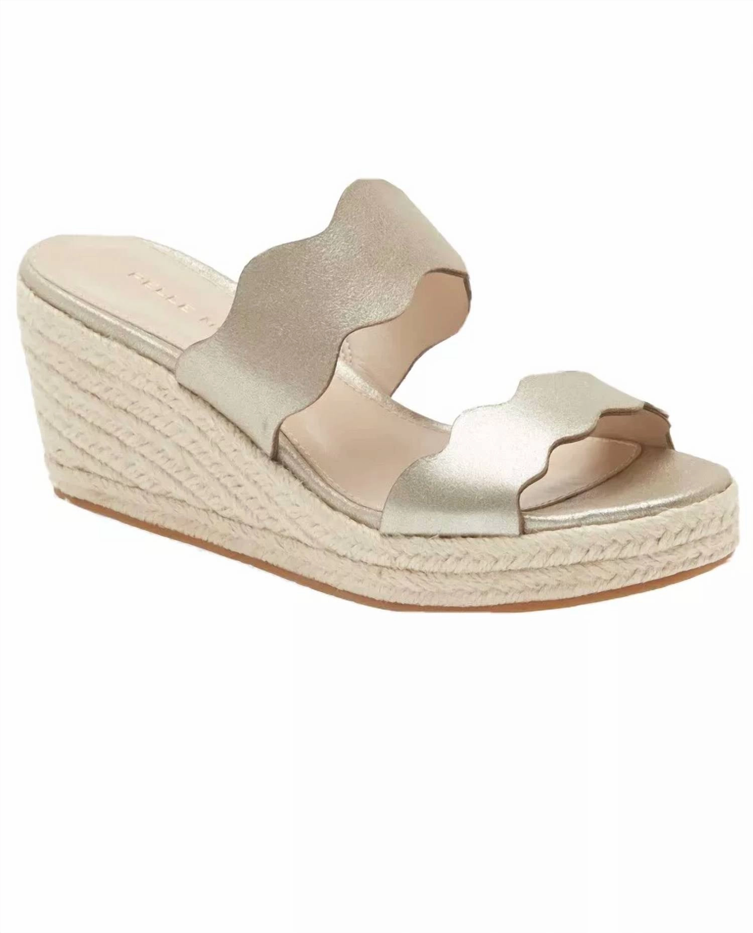 Canvas sole Yoga Fit Women's Krew Wedge Sandals In Platinum Gold Metallic Suede