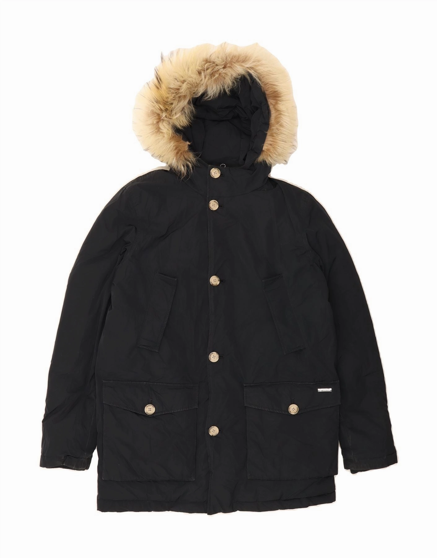 Low Maintenance thermal WOOLRICH Boys Hooded Padded Coat 13-14 Years Navy Blue Polyester
