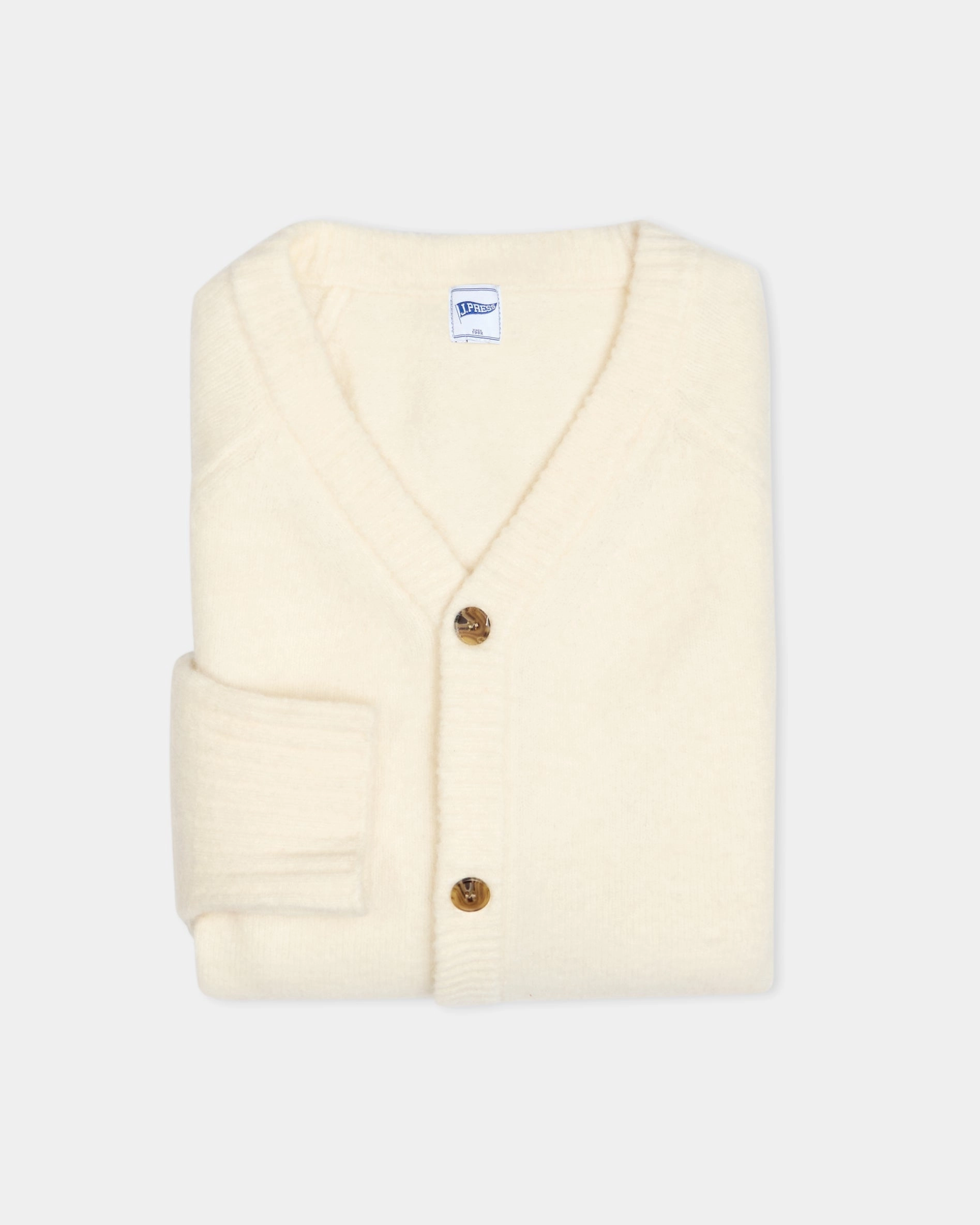Solid Cream Cardigan Sweater - Trim Fit Oversized Fit