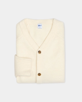 Solid Cream Cardigan Sweater - Trim Fit Oversized Fit