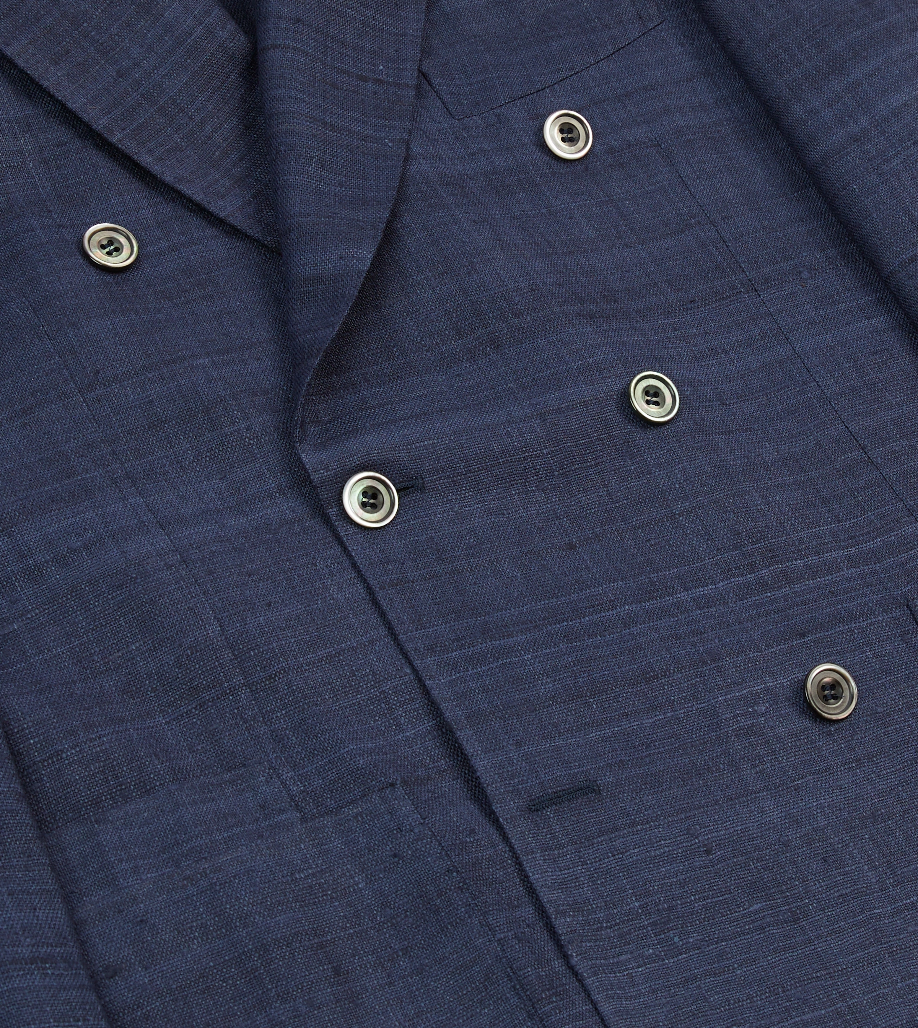 Navy Tussah Silk Double-Breasted Tailored Jacket Smart Design Fit