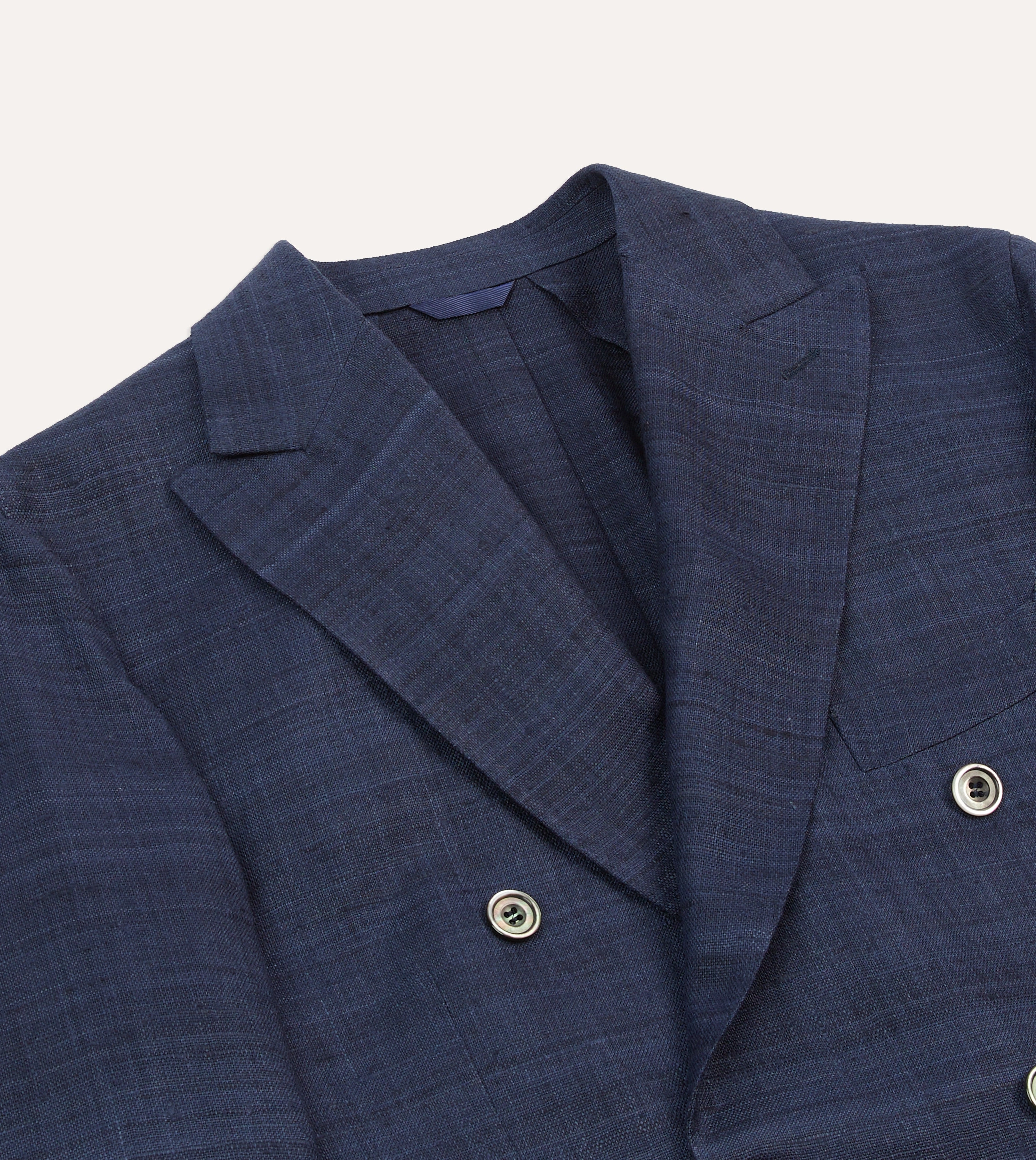 Chic Tailored Wear Navy Tussah Silk Double-Breasted Tailored Jacket