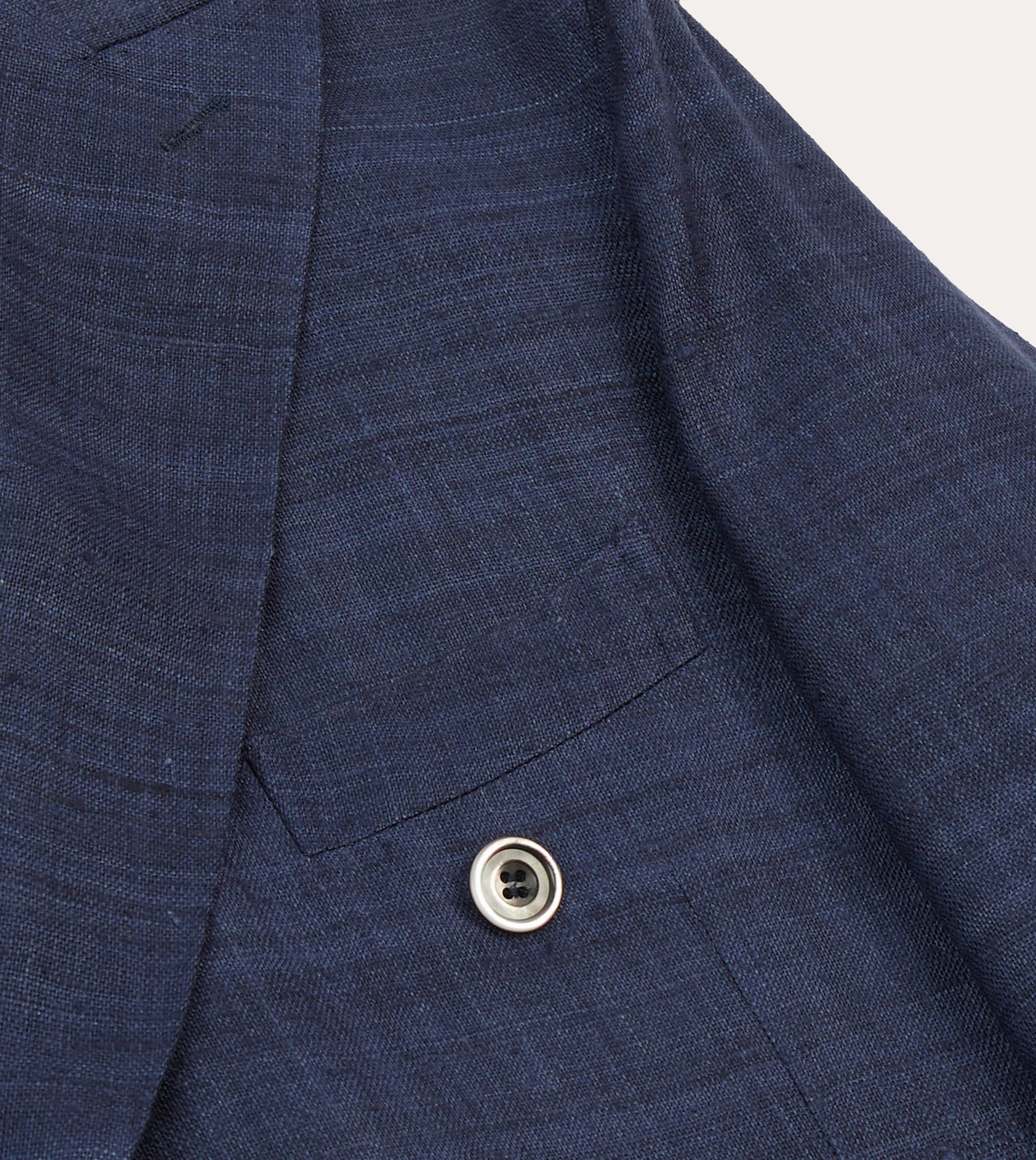Navy Tussah Silk Double-Breasted Tailored Jacket Elegant Business Style