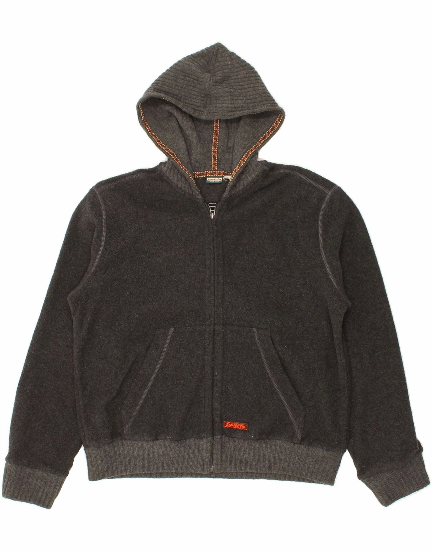 Heavy Duty INVICTA Boys Hooded Fleece Jacket 15-16 Years Grey Polyester