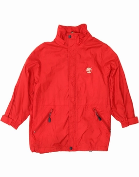 TIMBERLAND Boys Graphic Rain Jacket 7-8 Years Red Polyamide License
