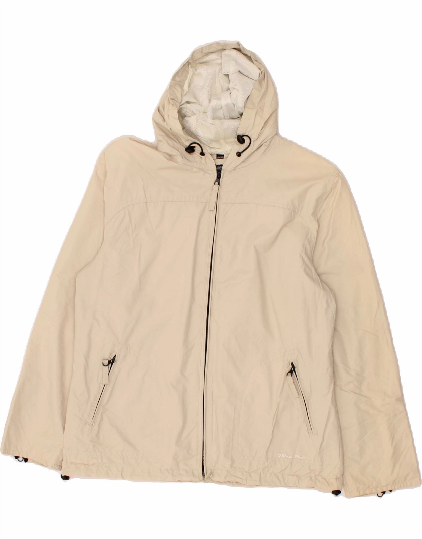 THINK PINK Boys Hooded Rain Jacket 13-14 Years Beige Polyamide Compliment Four Way Stretch Material