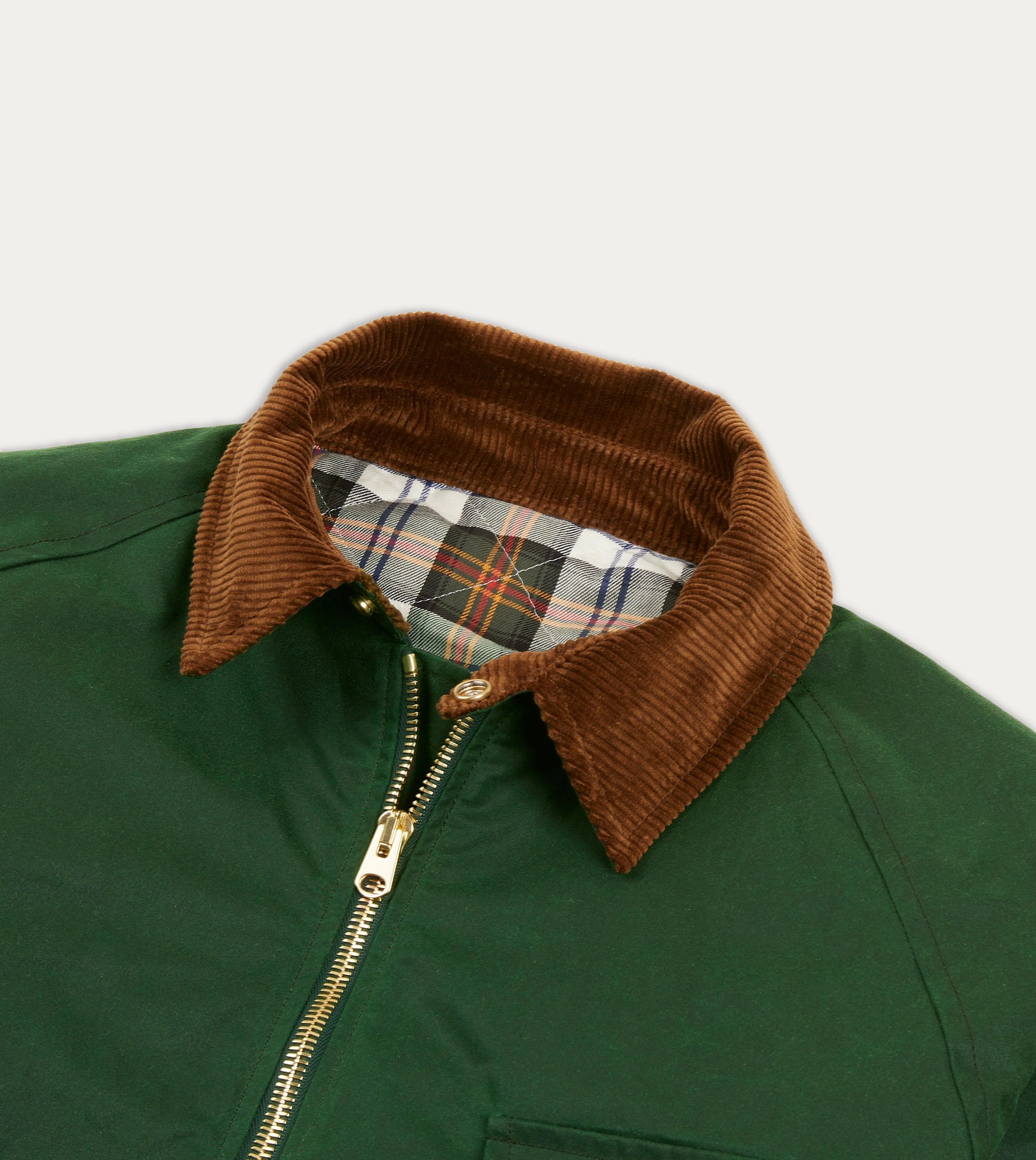 NonRestrictive Armholes ZipperClosure Green Waxed Coverall Jacket