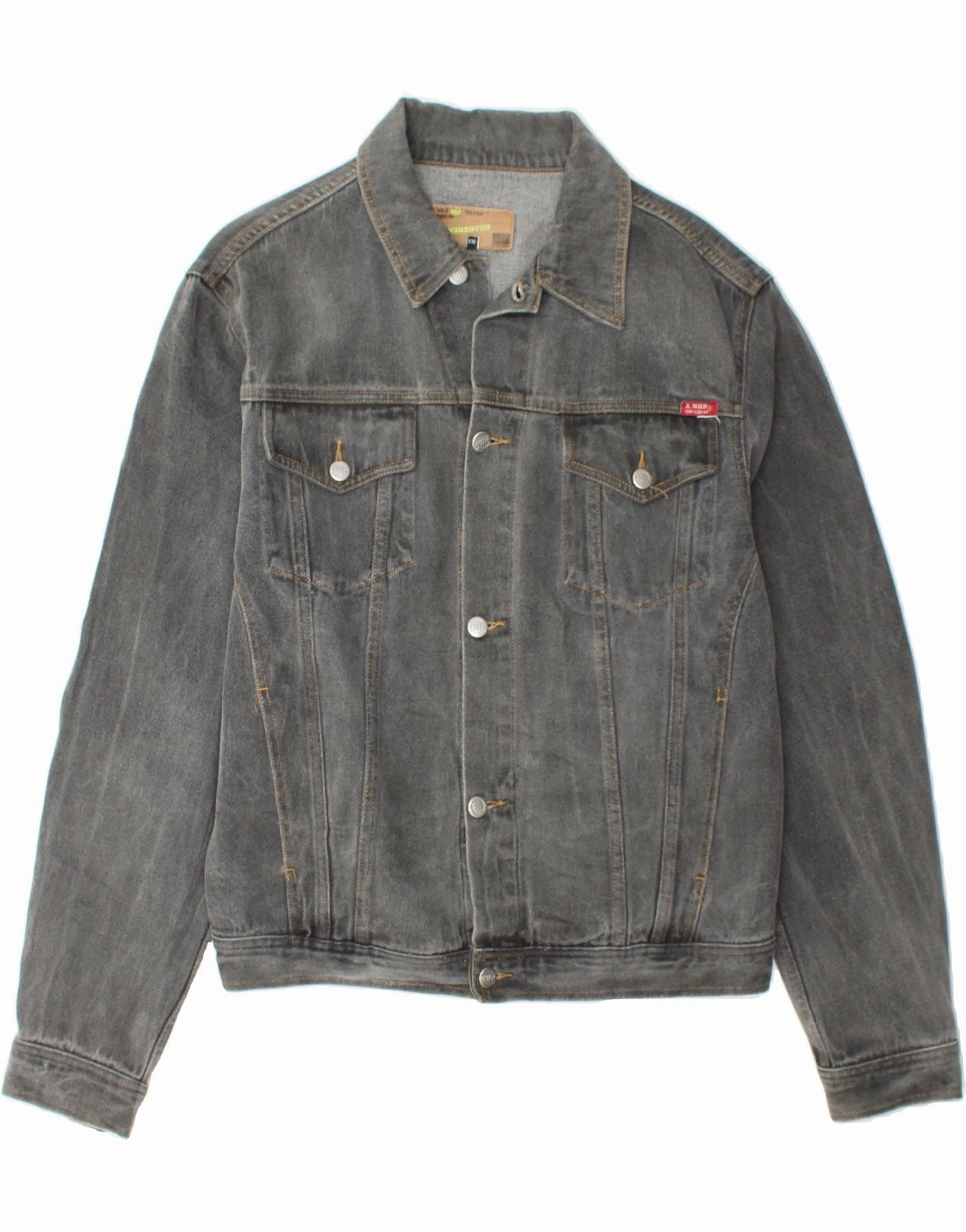 VINTAGE Boys Denim Jacket 13-14 Years 2XL Grey Cotton Fresh Layer Martial-arts