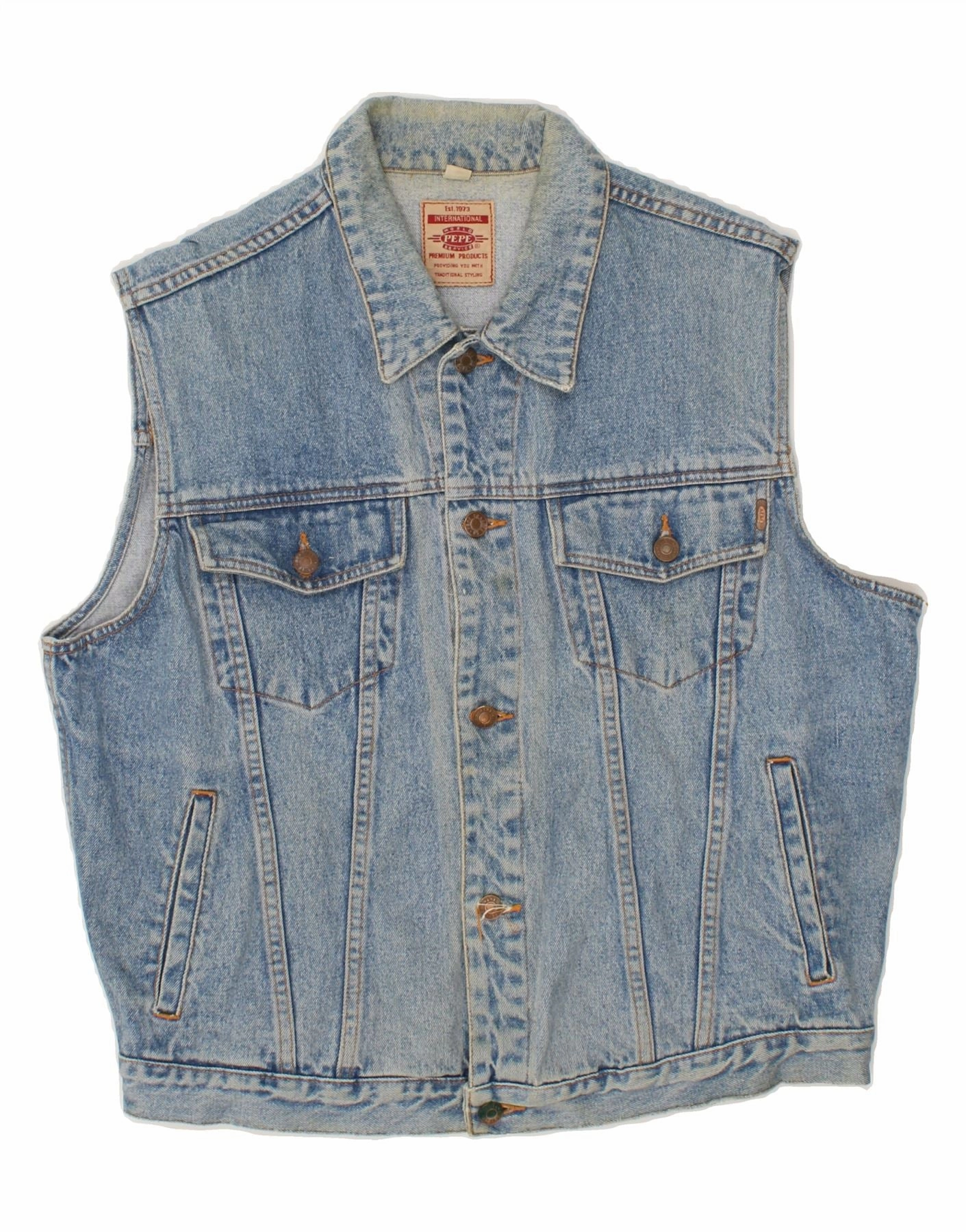 PEPE JEANS Boys Denim Gilet 15-16 Years 2XL Blue Cotton Evaluation