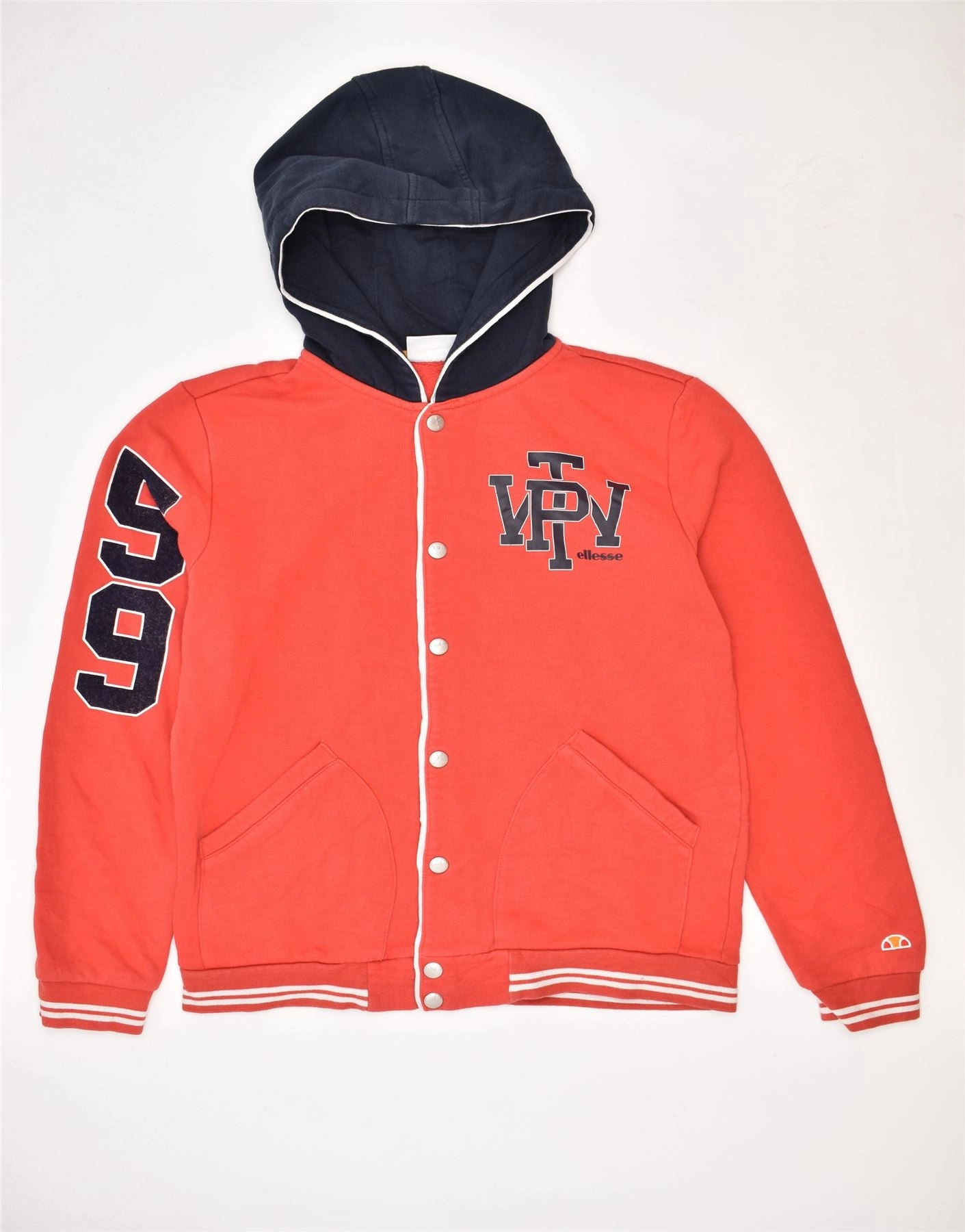 ELLESSE Boys Graphic Hooded Bomber Jacket 13-14 Years Orange Cotton Warm