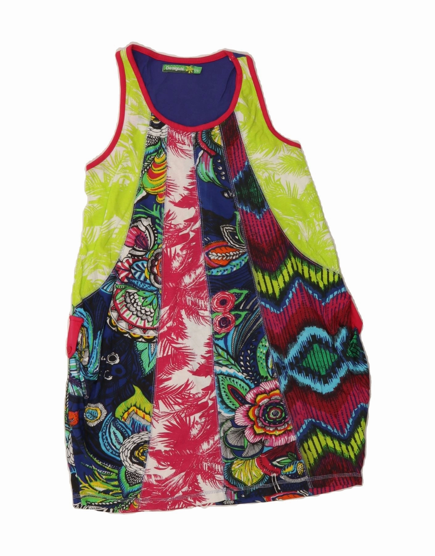 DESIGUAL Girls Bubble Dress 9-10 Years Multicoloured Floral Bold Fashion
