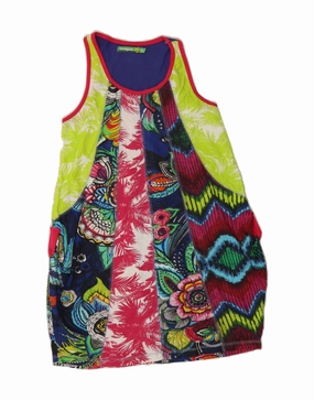 DESIGUAL Girls Bubble Dress 9-10 Years Multicoloured Floral Bold Fashion