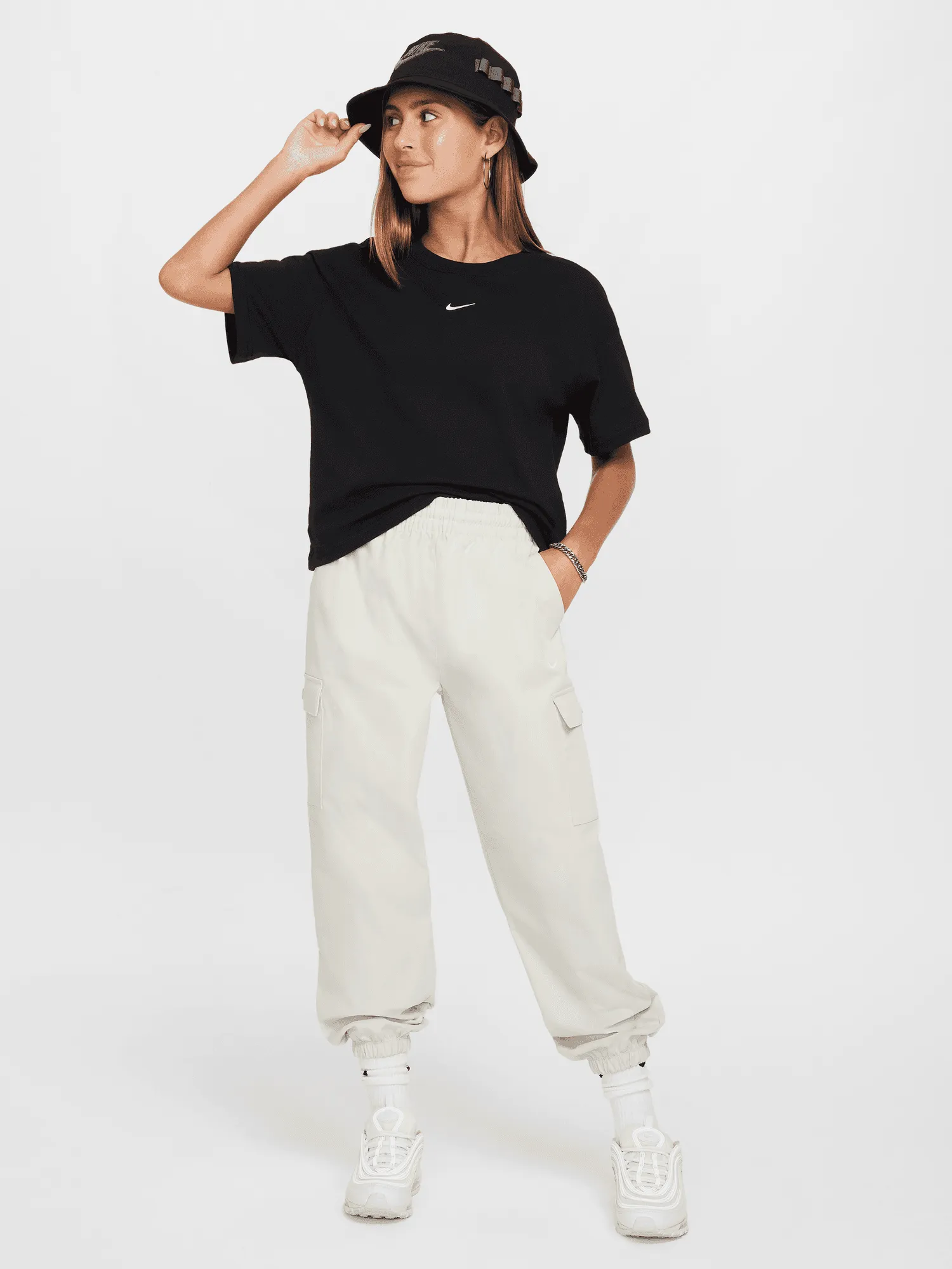 Sportswear Essential T-Shirt Youth Linen blend Ribbed Collar Trim