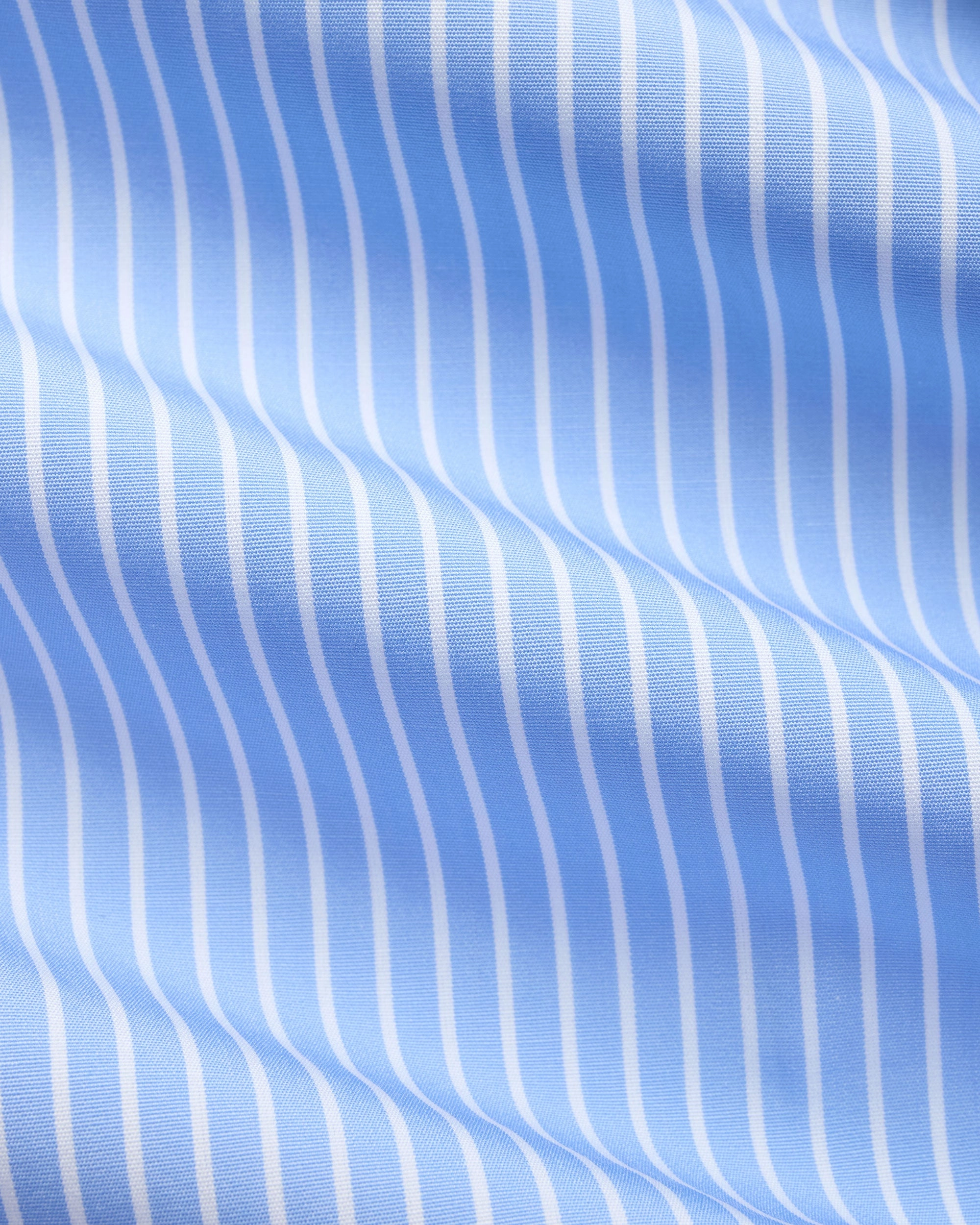 Made-in-USA Thomas Mason Blue Banker Stripe Dress Shirt - Regular Fit Moisture Management Tech Vintage Wash