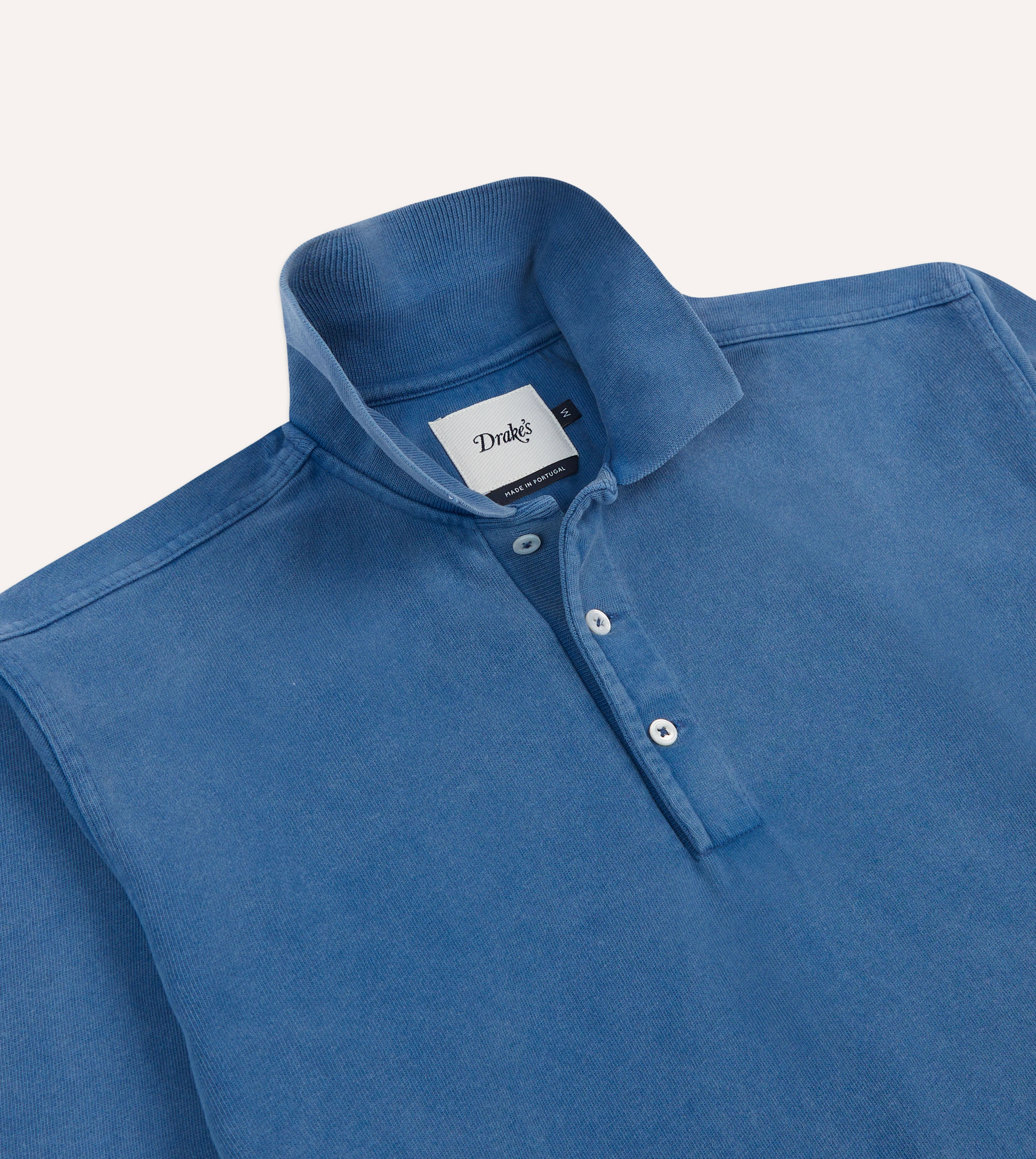 Indigo Cotton Jersey Long-Sleeve Polo Shirt Classic Sporty Cool Vibes