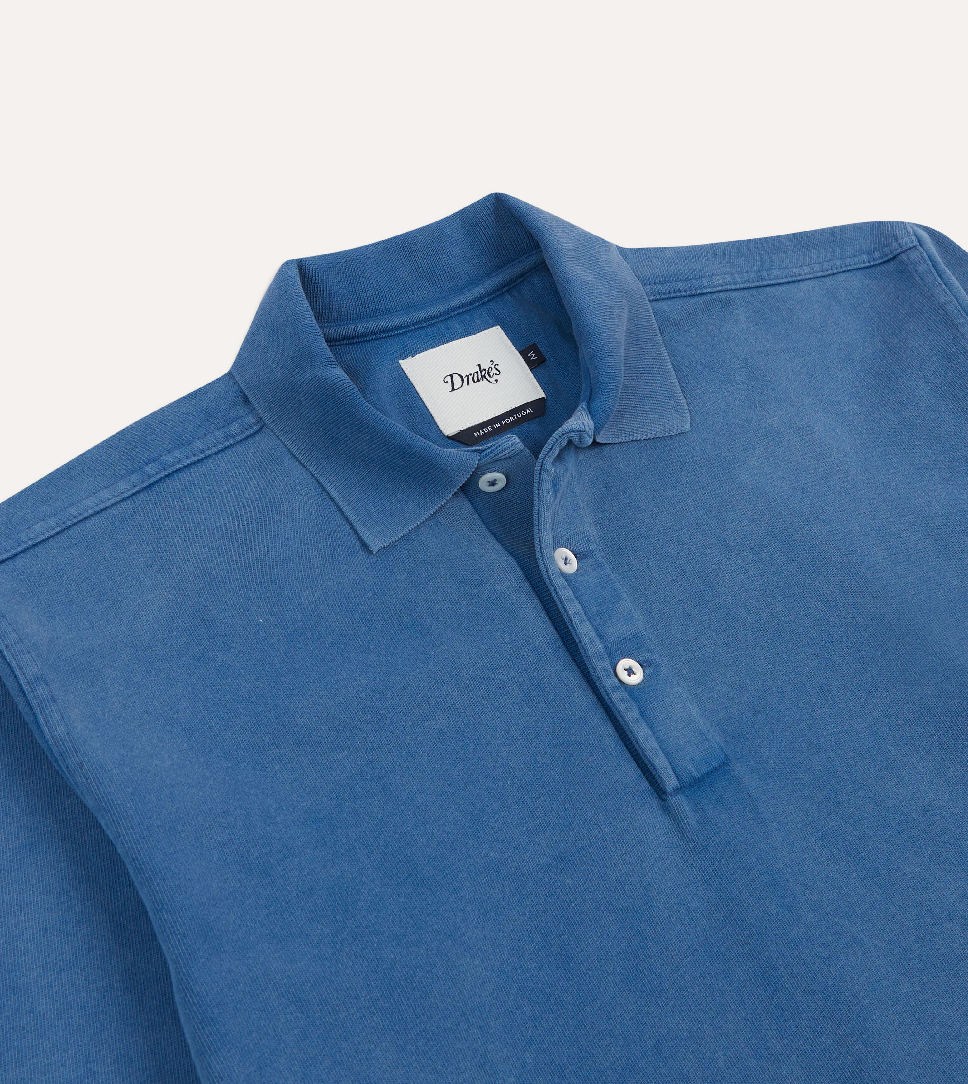 Indigo Cotton Jersey Long-Sleeve Polo Shirt Chill Layers Casual Hoodie Style