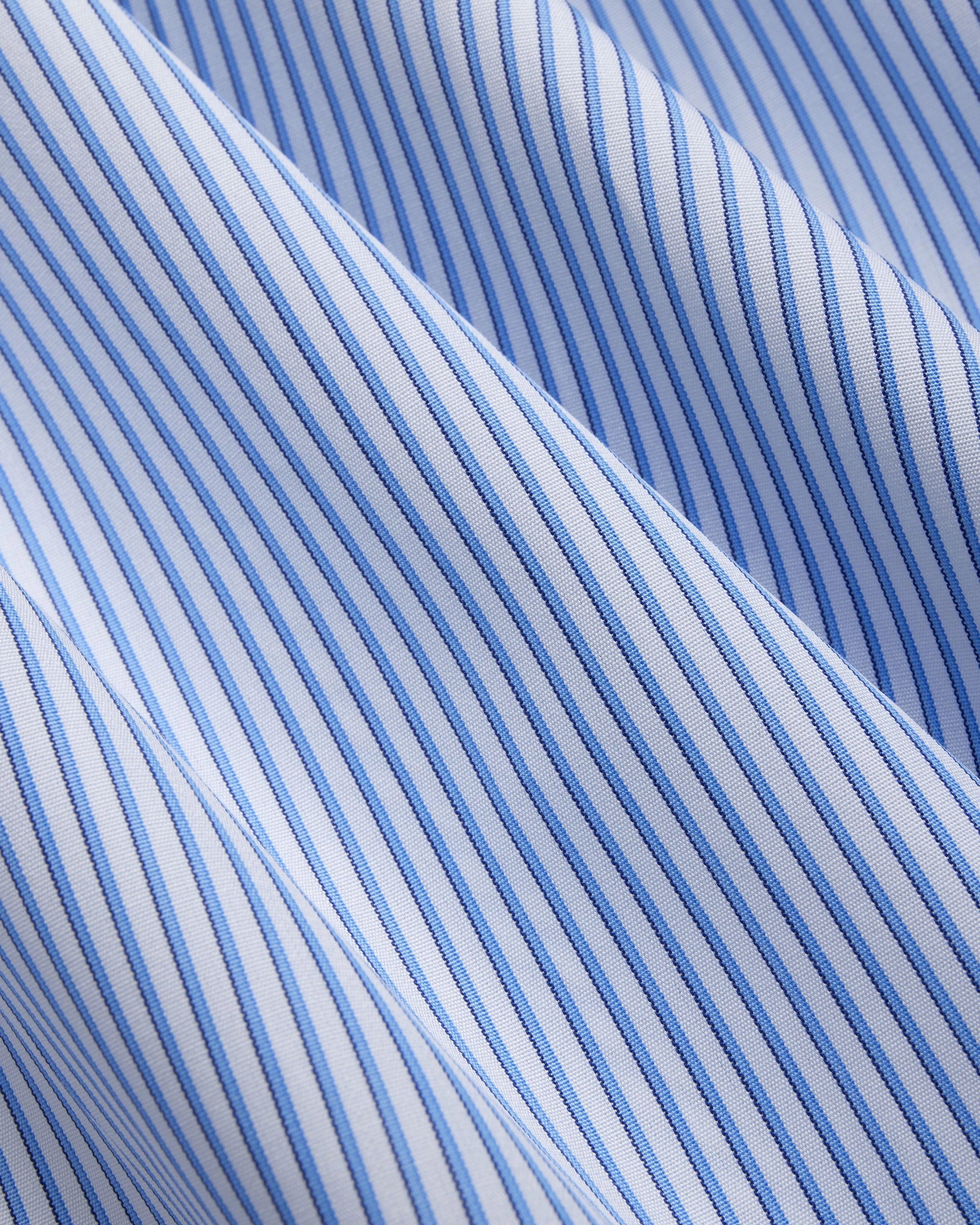 Low Maintenance Soft Texture Made-in-USA Thomas Mason Blue Shadow Stripe Button Down Shirt - Regular Fit