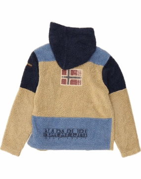 Wind Control Document NAPAPIJRI Boys Graphic Hooded Fleece Jacket 11-12 Years Beige Colourblock