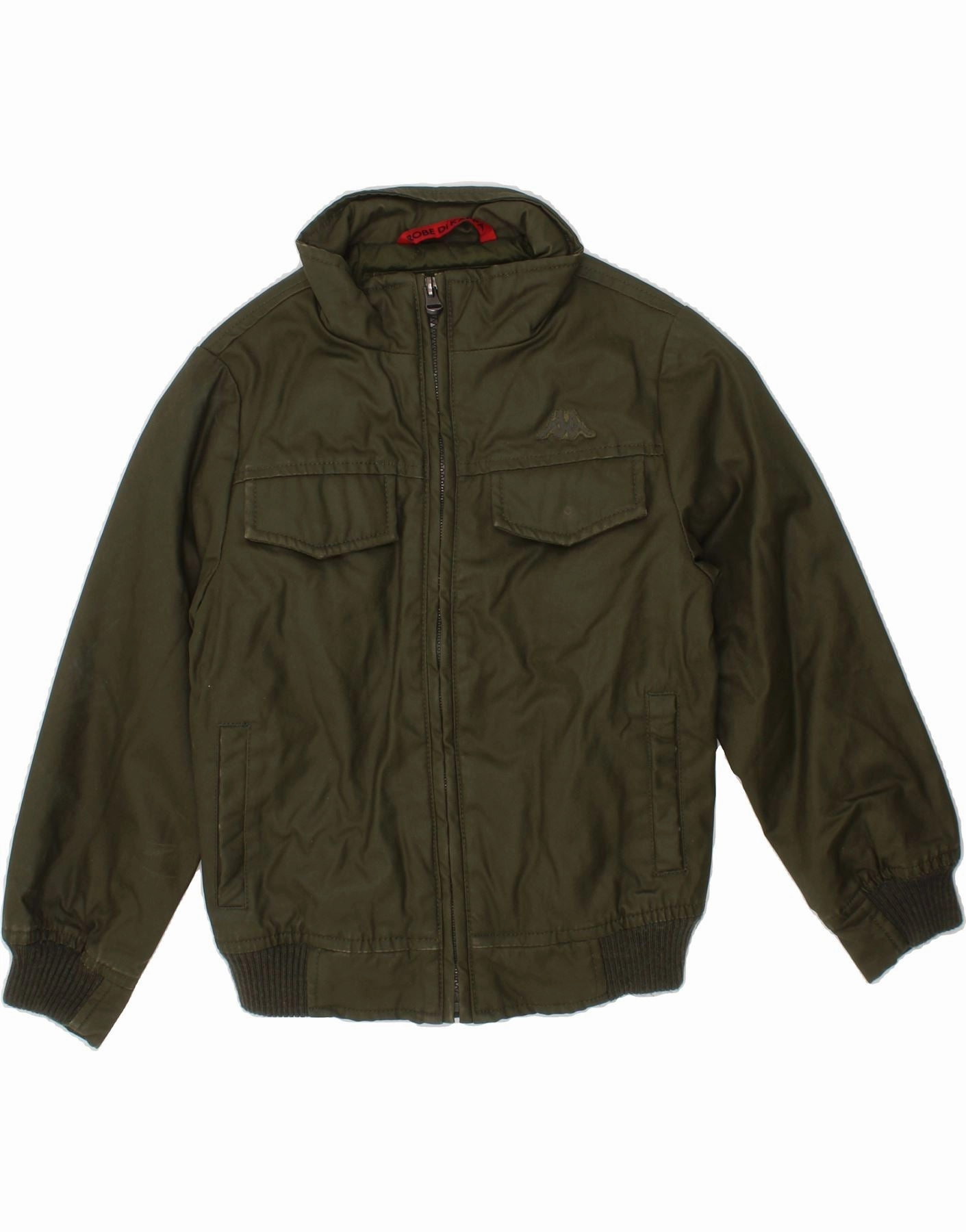 Fleece Lined KAPPA Boys Bomber Jacket 3-4 Years Small  Khaki Cotton Army
