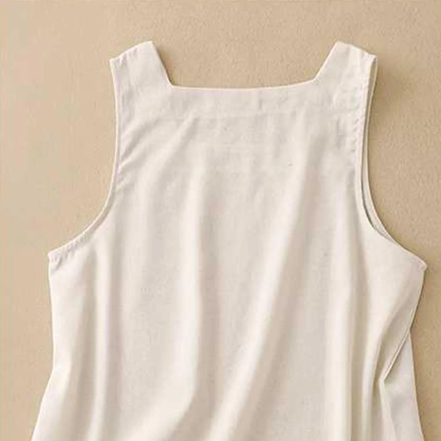 Square Neck Cotton Linen Tank Tops for Women Summer Vacation Casual Tops Loose Fit Sleeveless Shirt Beach Tees Vests
