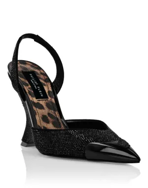 Pace Control Suede Decollete Wedges Crystal