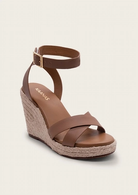 Abelia Wedge Sandal In Caramel Stable Choice padded sole