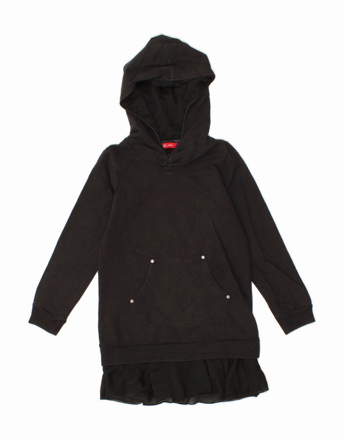 Field Fresh Soft And Comfortable LIU JO JUNIOR Girls Hooded Dress 7-8 Years Black Cotton