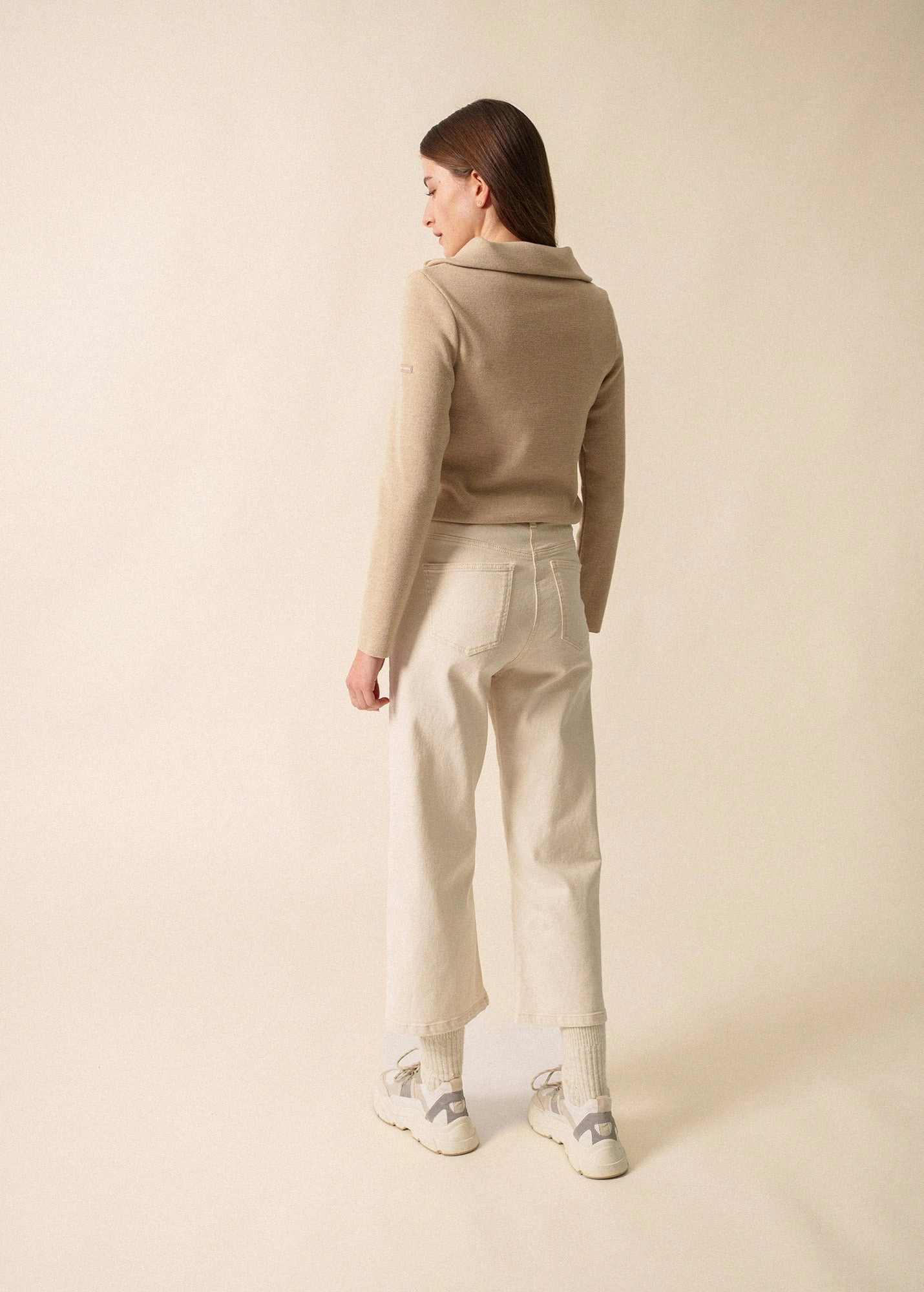 Comfy Must-Have PASSERELLE II - Trucker Collar Pullover Sweater | 100% Wool (BEIGE)