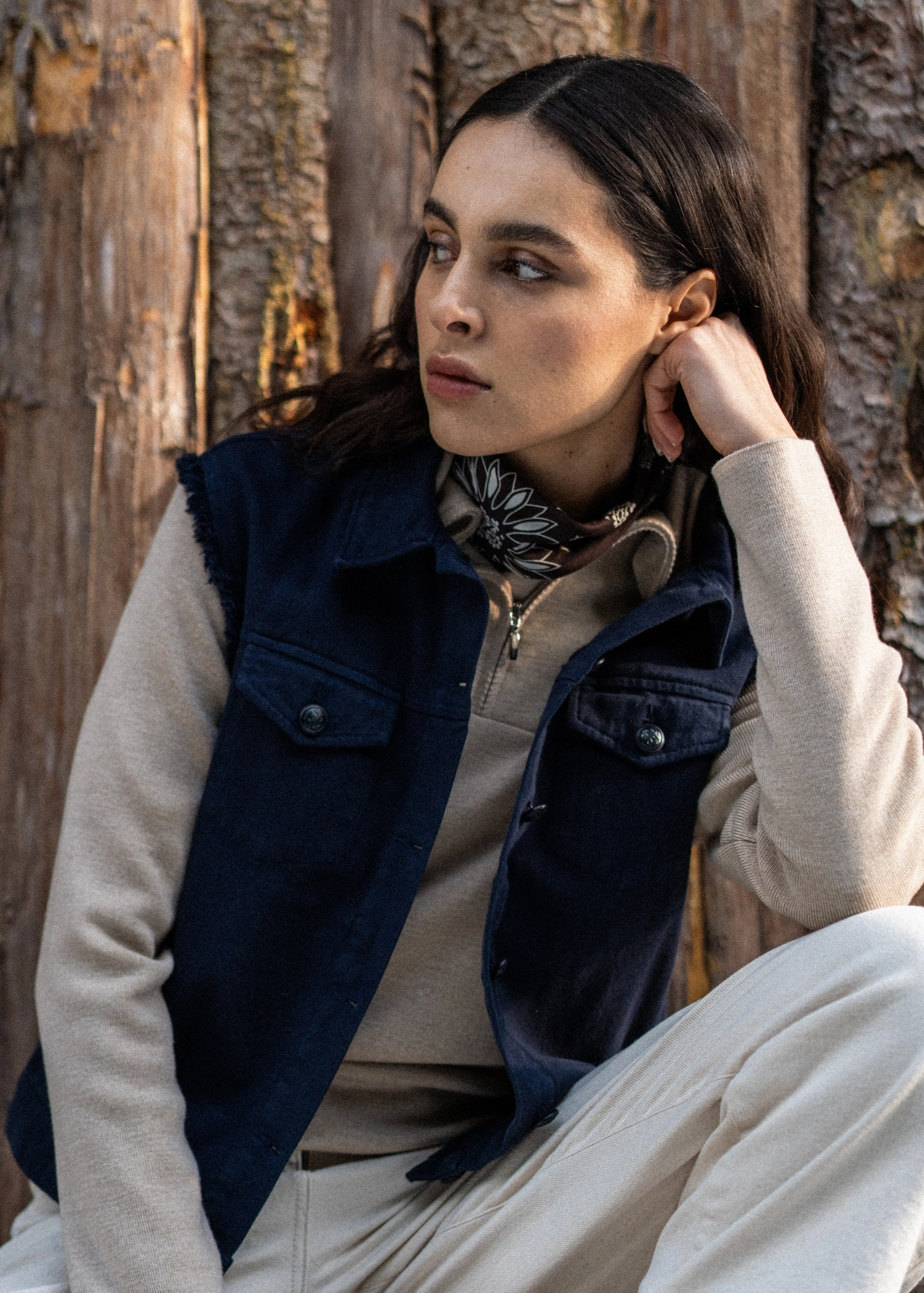 PASSERELLE II - Trucker Collar Pullover Sweater | 100% Wool (BEIGE) Everyday knitwear Warm Outfit