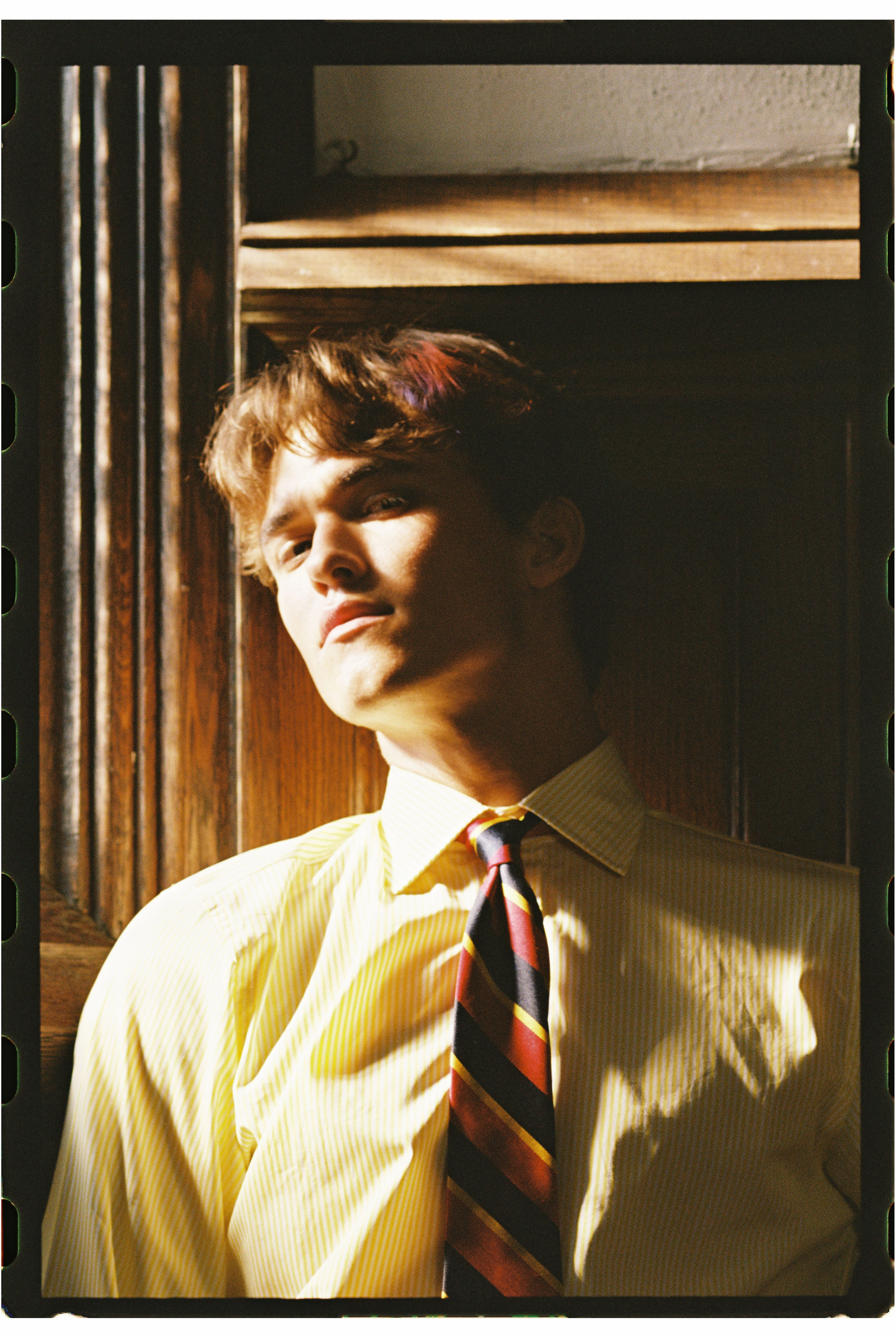 Made-in-USA Thomas Mason Yellow Bengal Stripe Spread Collar Dress Shirt - Regular Fit Ultra Soft Interior