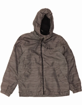 Cozy Touch DKNY Boys Hooded Windbreaker Jacket 14-15 Years Large Grey Flecked