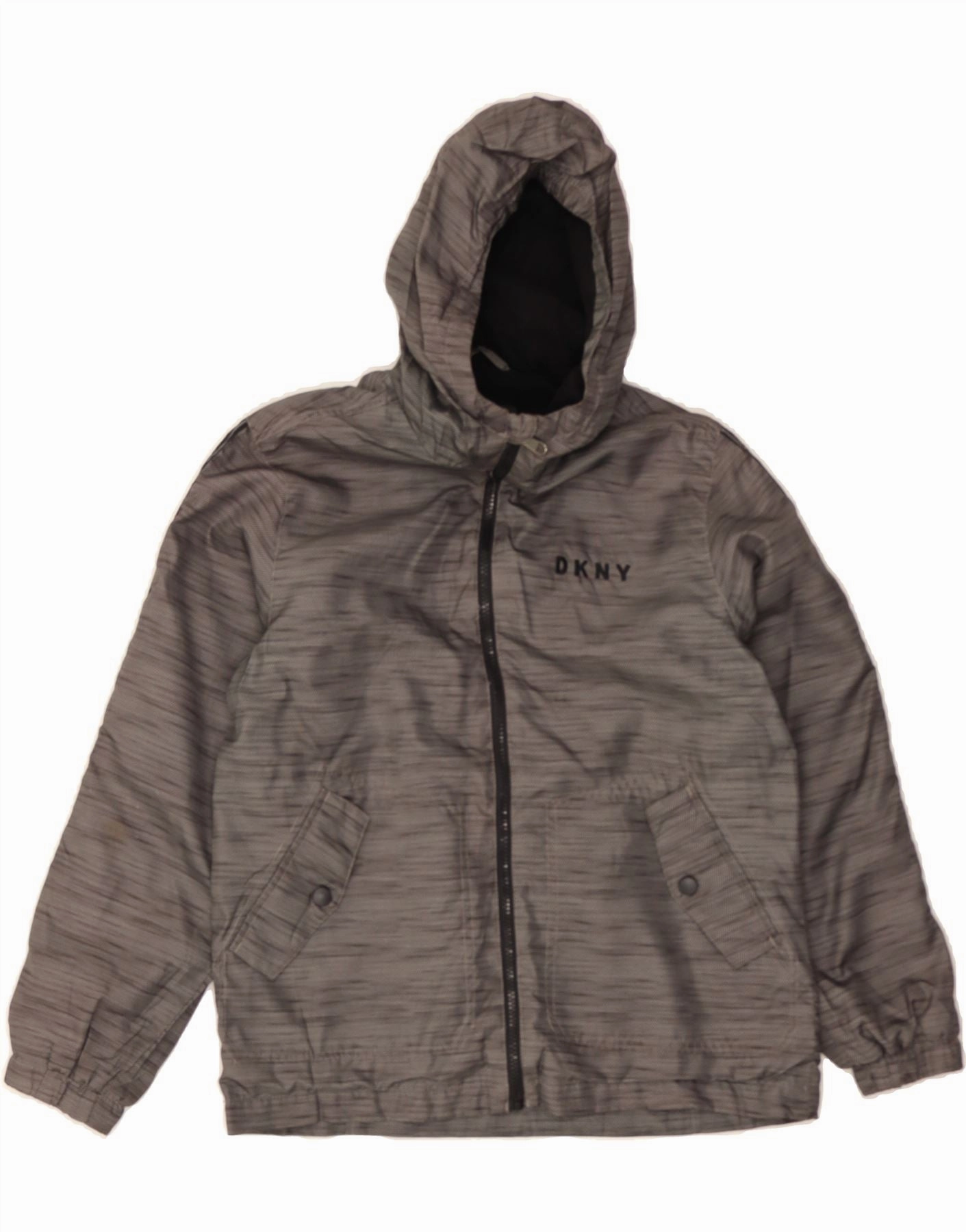 Cozy Touch DKNY Boys Hooded Windbreaker Jacket 14-15 Years Large Grey Flecked