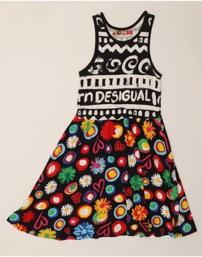 Free Shape polka-dot DESIGUAL Girls Graphic Sleeveless A-Line Dress 13-14 Years Black Floral