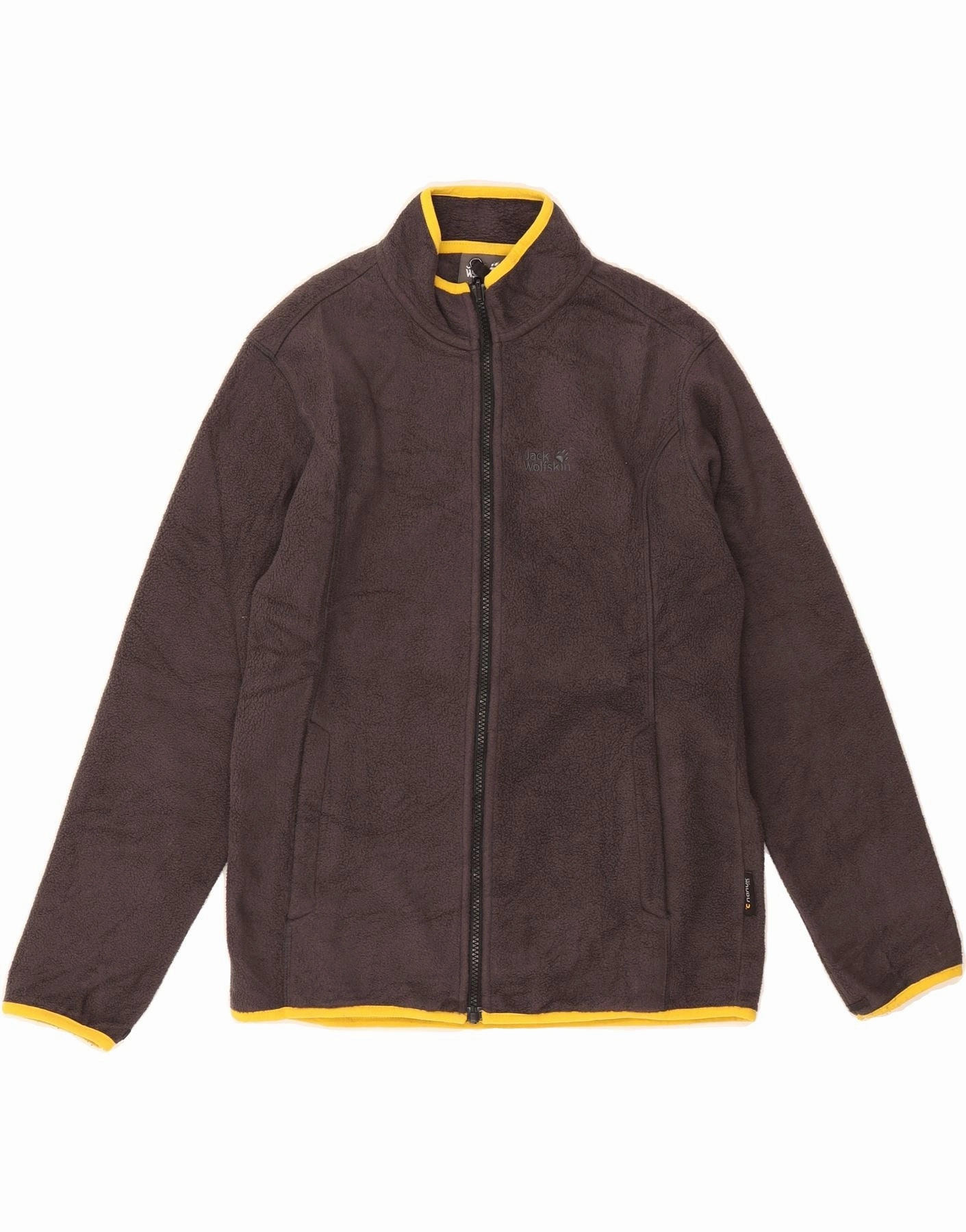 JACK WOLFSKIN Boys Fleece Jacket 13-14 Years Brown Polyester StretchMaterial Lightweight Waterproof