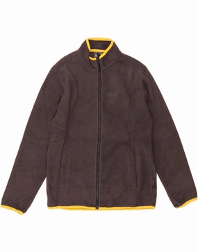 JACK WOLFSKIN Boys Fleece Jacket 13-14 Years Brown Polyester StretchMaterial Lightweight Waterproof