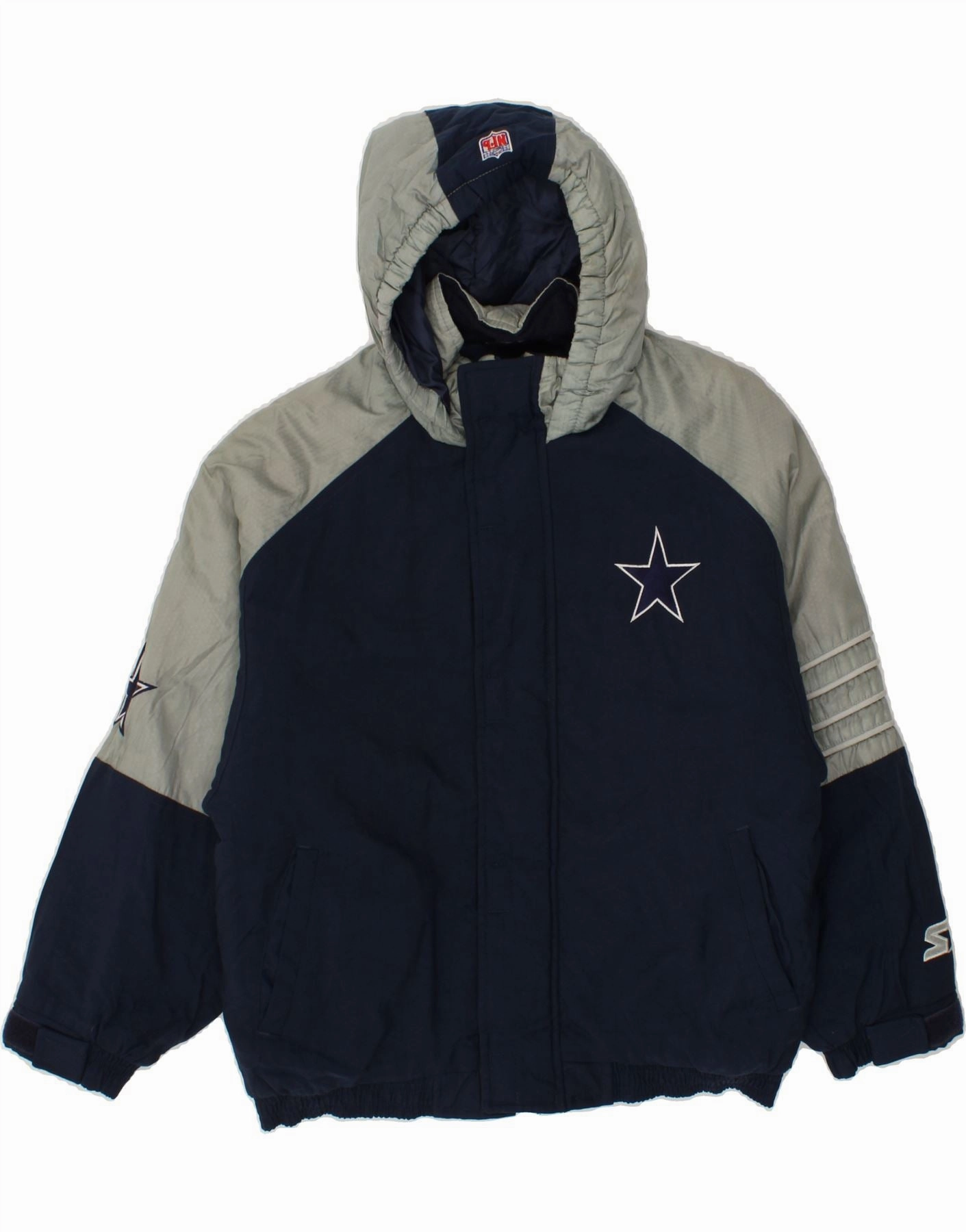 STARTER Boys Graphic Hooded Padded Jacket 9-10 Years Medium Navy Blue Win