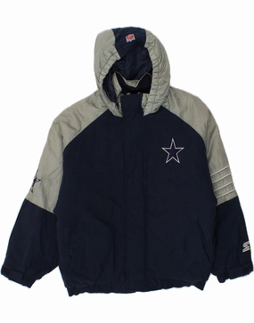 STARTER Boys Graphic Hooded Padded Jacket 9-10 Years Medium Navy Blue Win